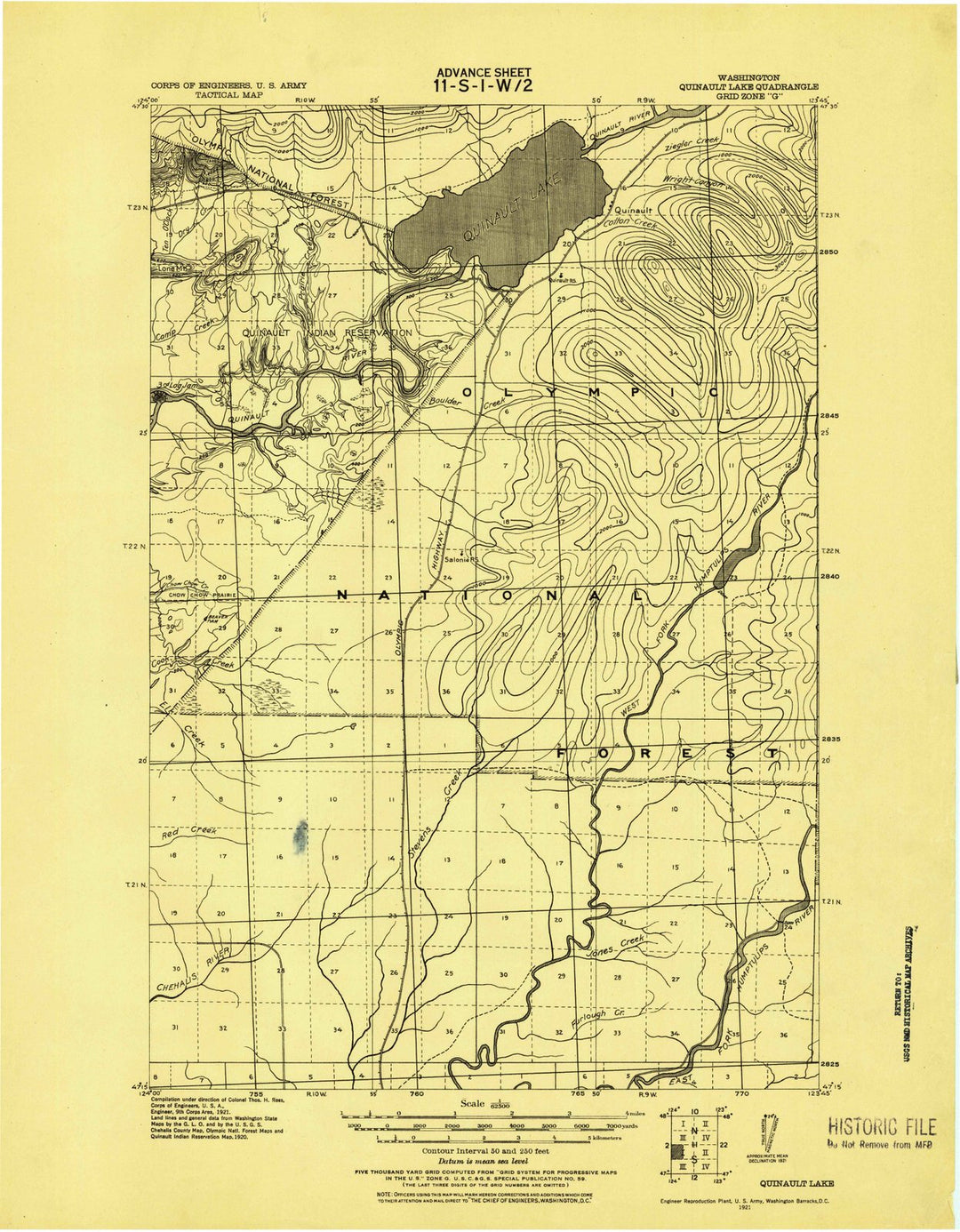 1921 Quinault Lake, WA - Washington - USGS Topographic Map