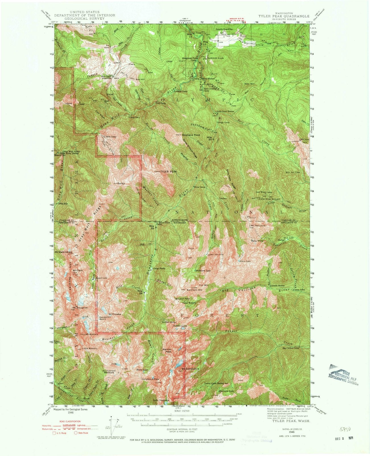 1946 Tyler Peak, WA - Washington - USGS Topographic Map