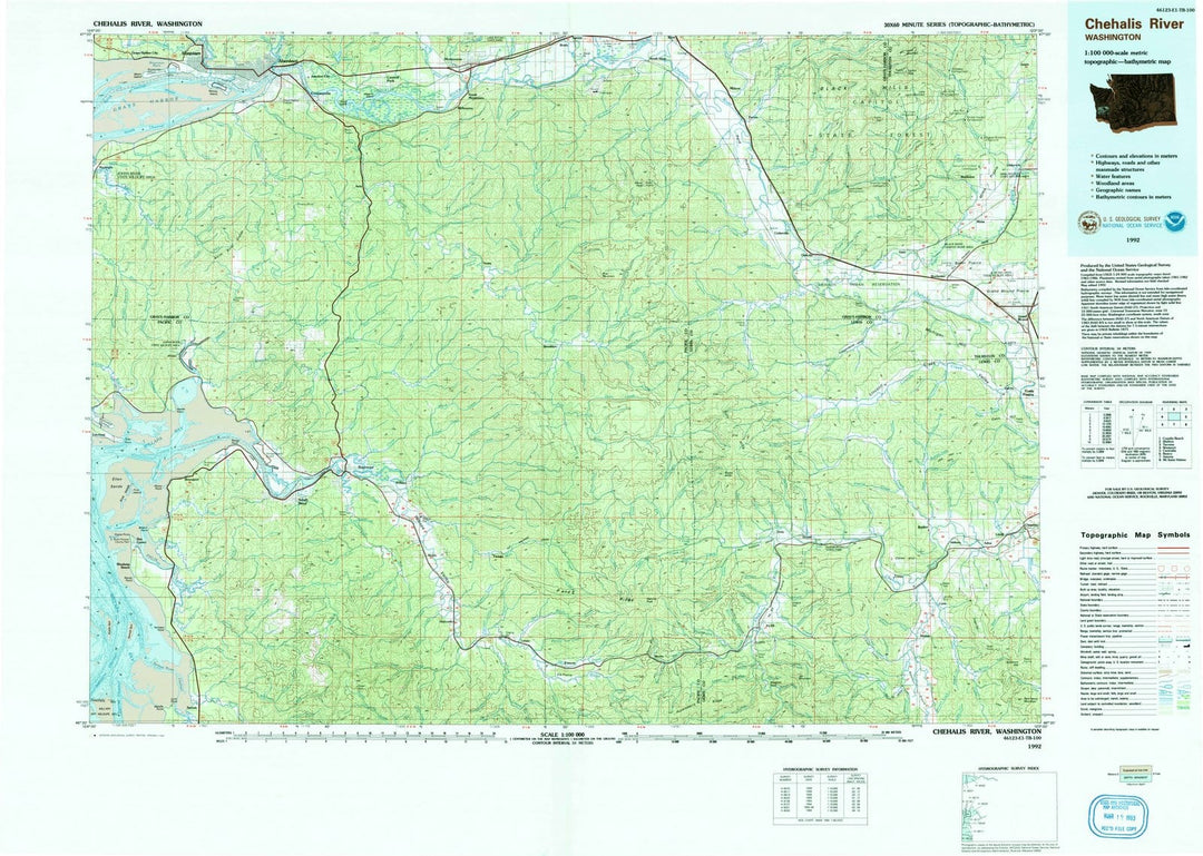 1992 Chehalis River, WA - Washington - USGS Topographic Map