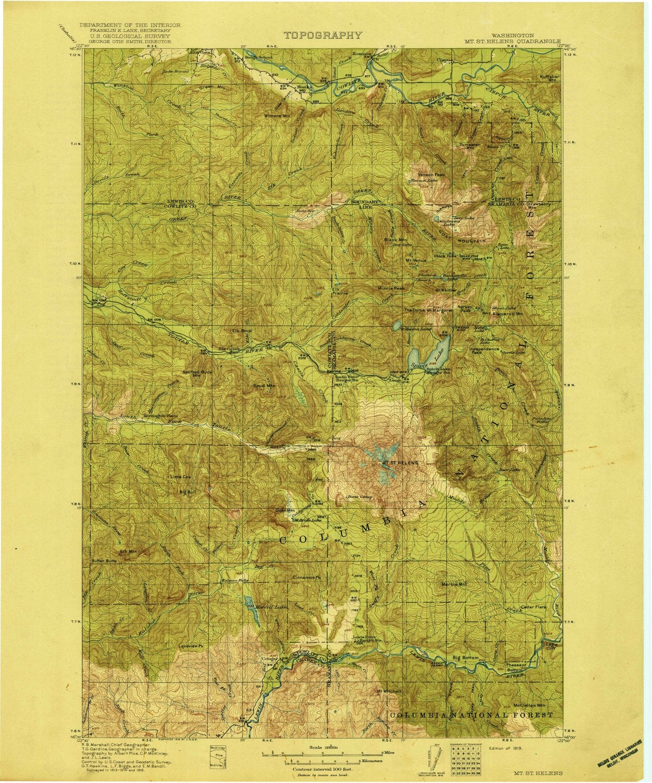 1919 Mount St Helens, WA - Washington - USGS Topographic Map