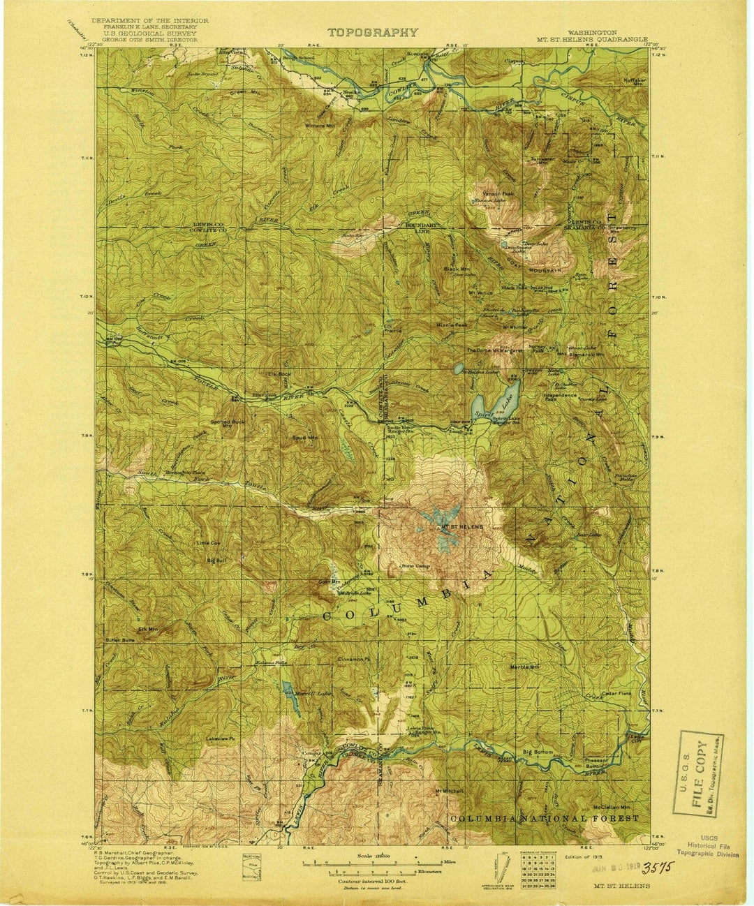 1919 Mt St Helens, WA - Washington - USGS Topographic Map