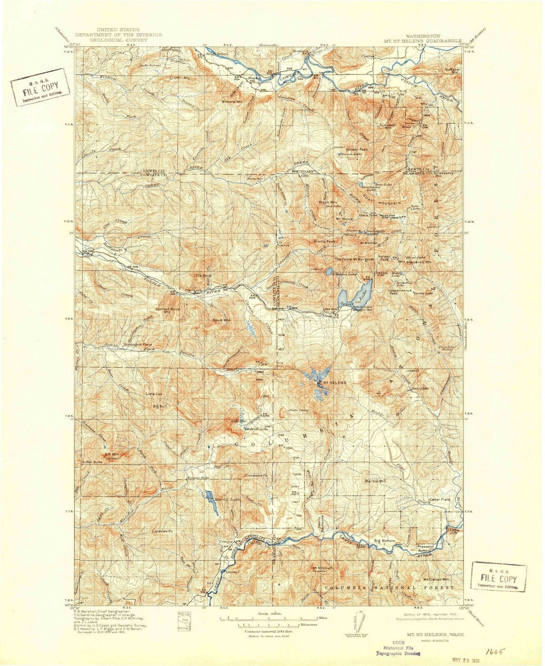 1919 Mt St. Helens, WA - Washington - USGS Topographic Map