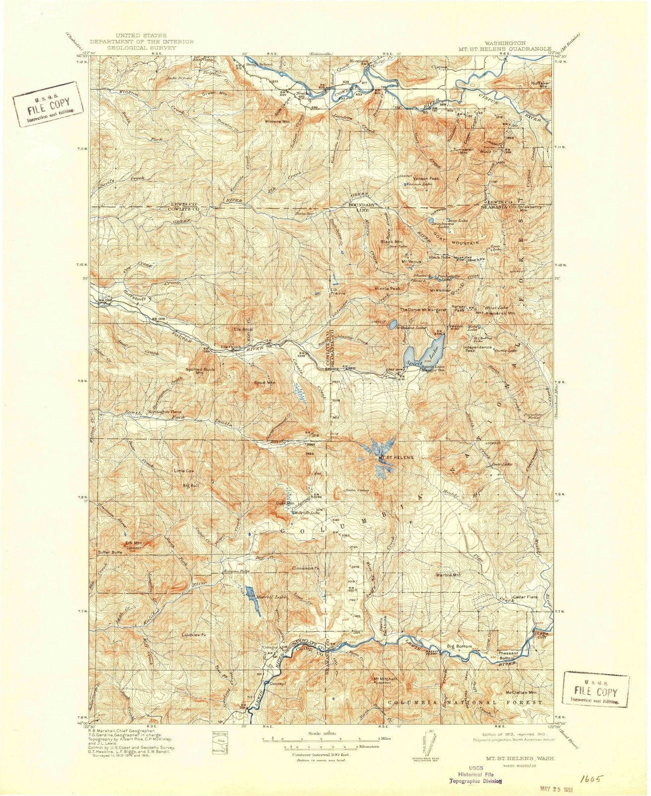 1919 Mt St. Helens, WA - Washington - USGS Topographic Map