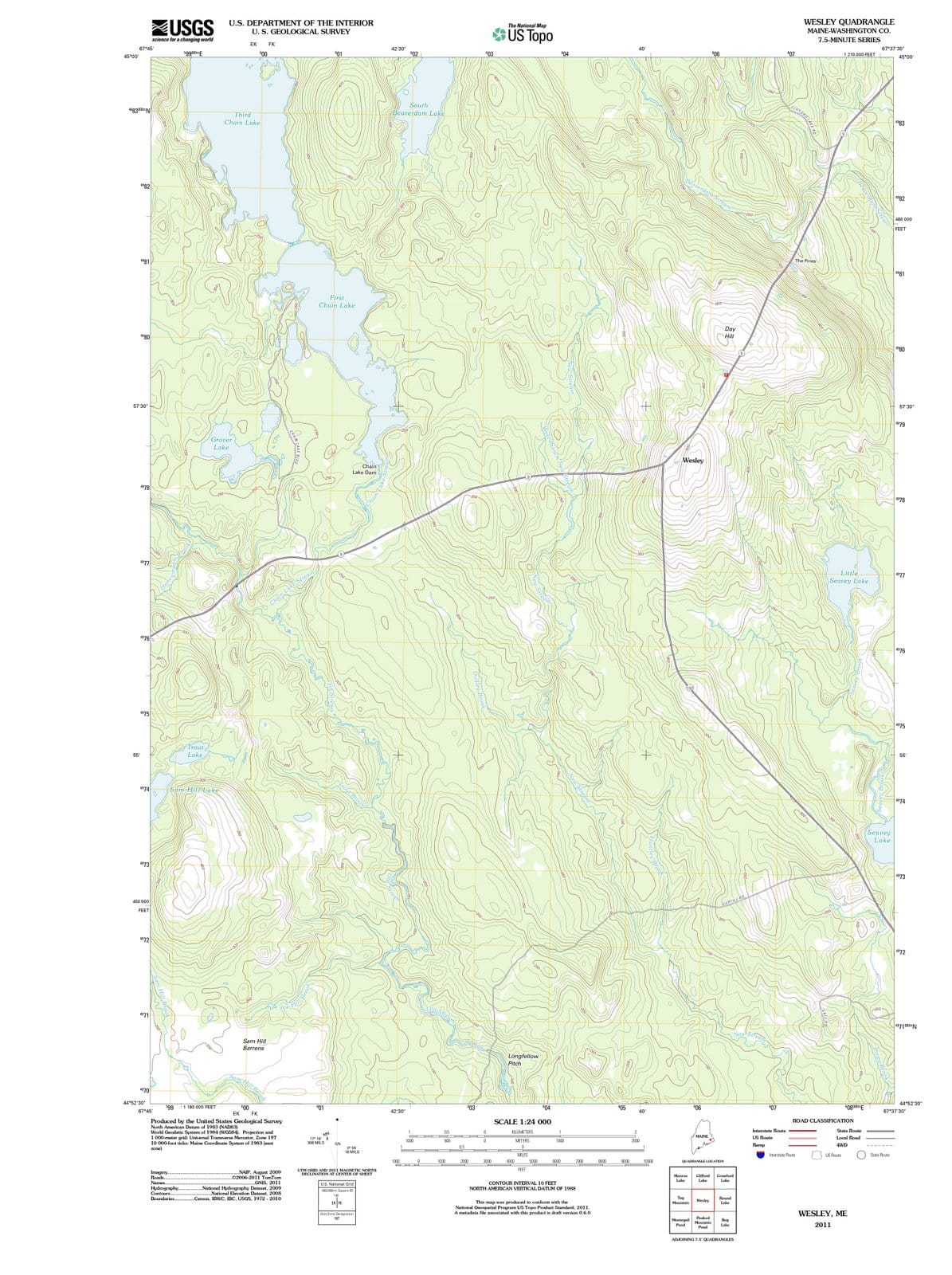 2011 Wesley, ME - Maine - USGS Topographic Map
