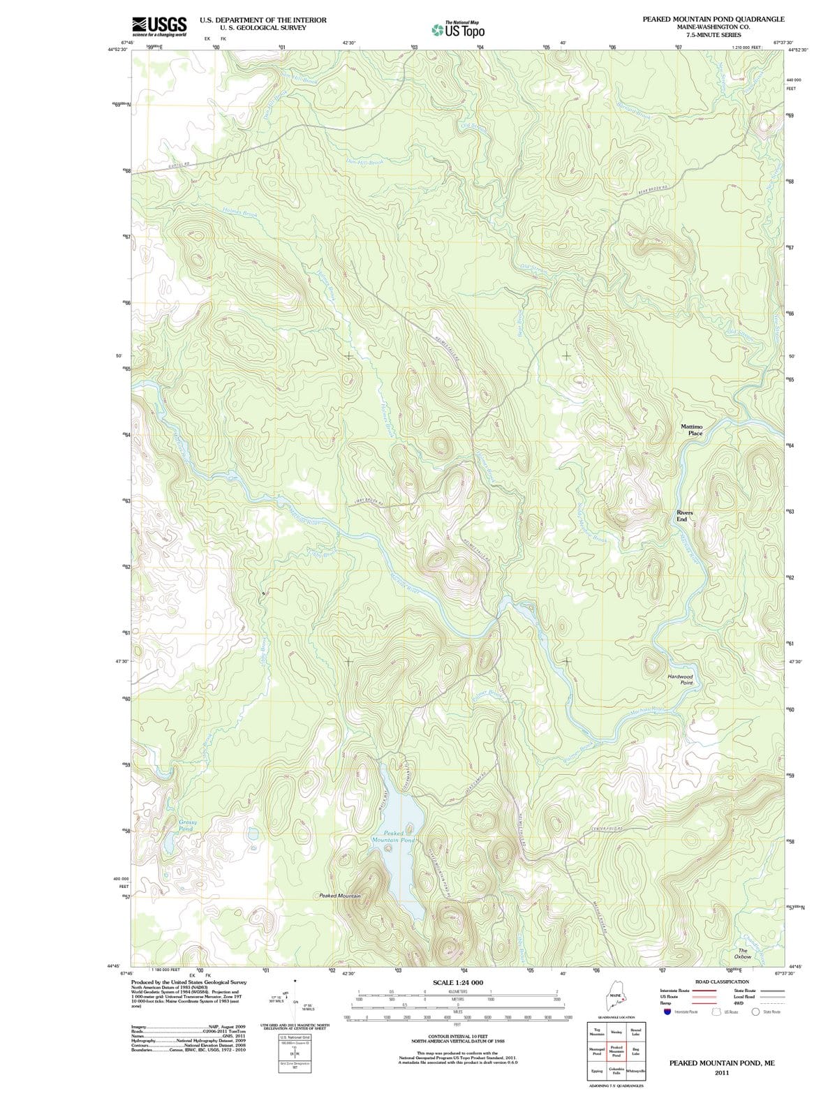 2011 Peaked Mountain Pond, ME - Maine - USGS Topographic Map