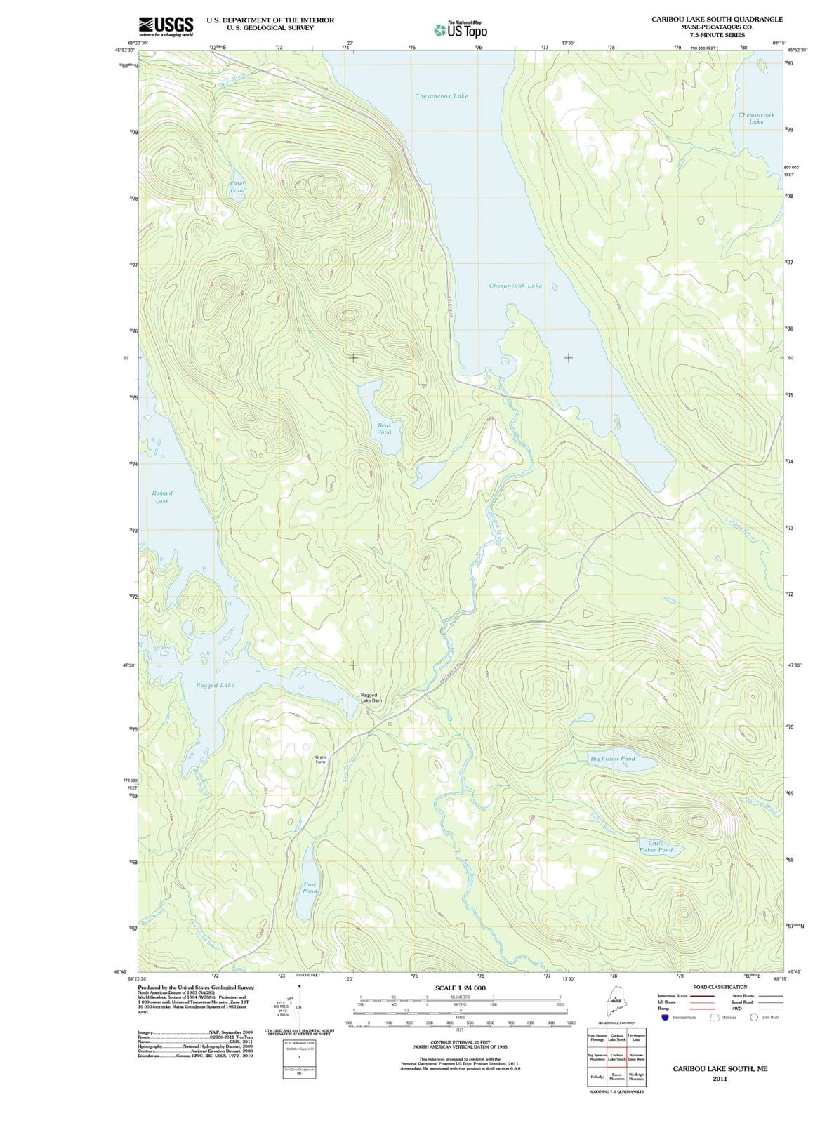 2011 Caribou Lake South, ME - Maine - USGS Topographic Map