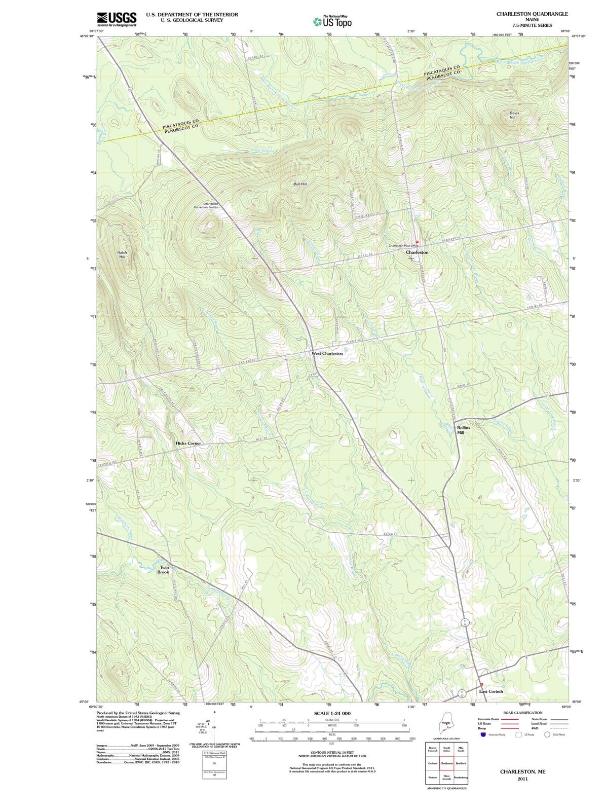 2011 Charleston, ME - Maine - USGS Topographic Map