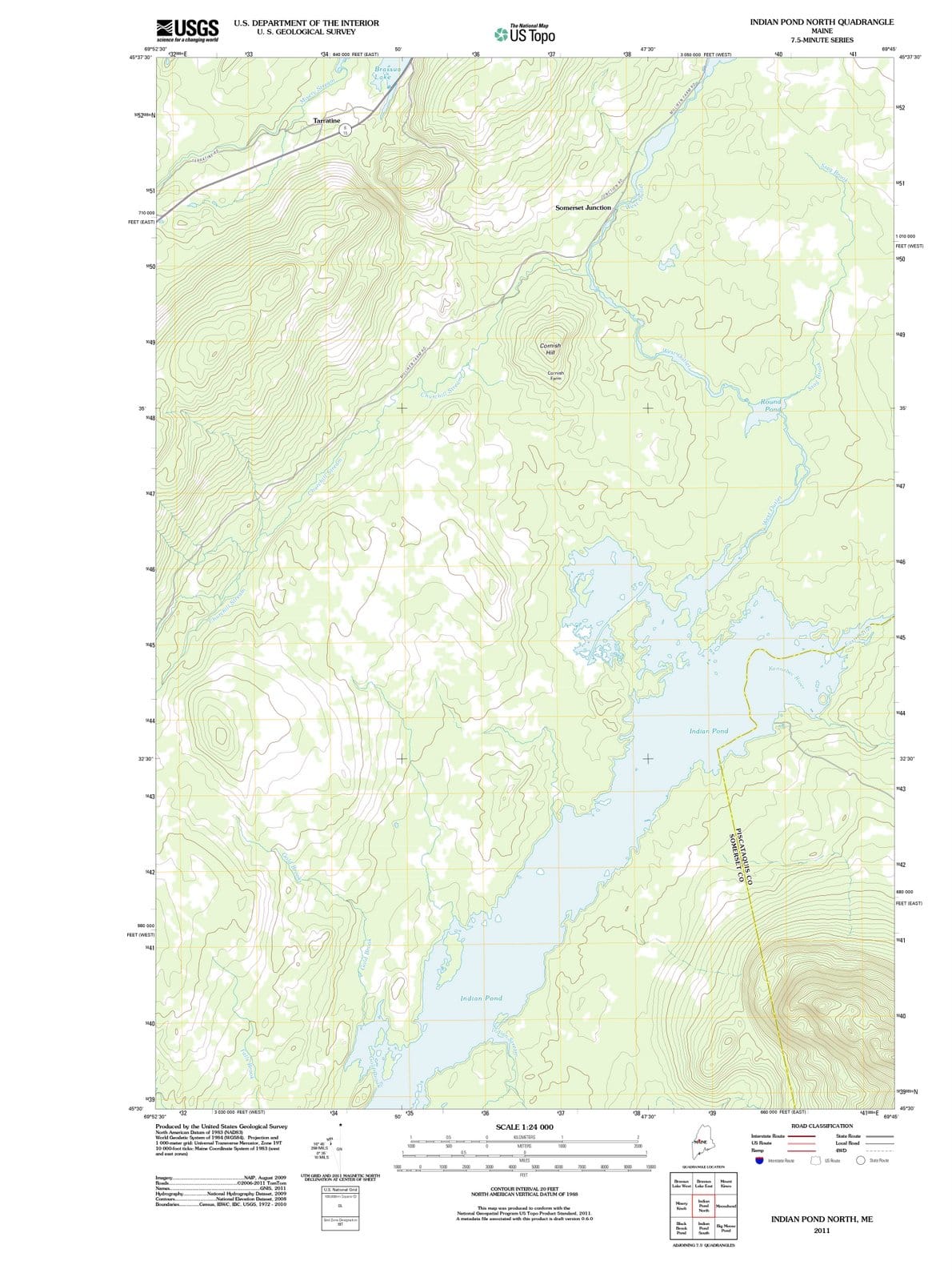 2011 Indian Pond North, ME - Maine - USGS Topographic Map