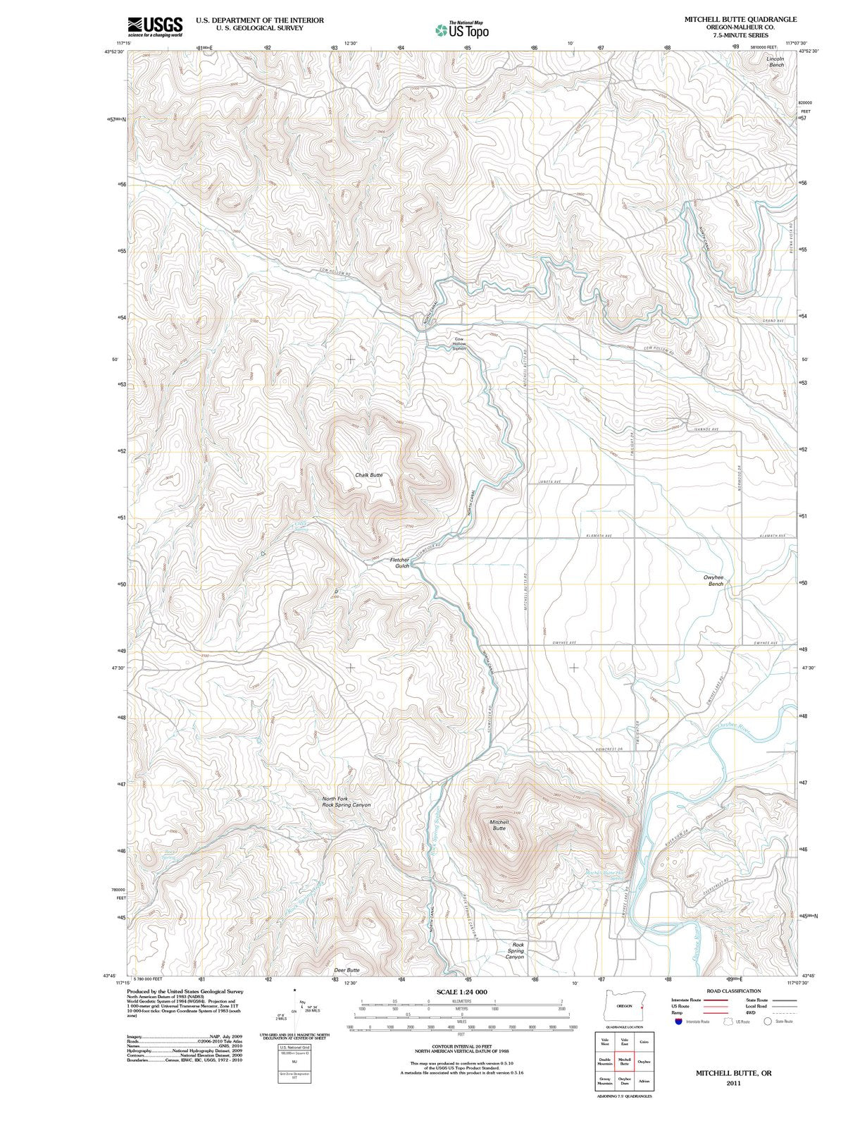 2011 Mitchell Butte, OR - Oregon - USGS Topographic Map