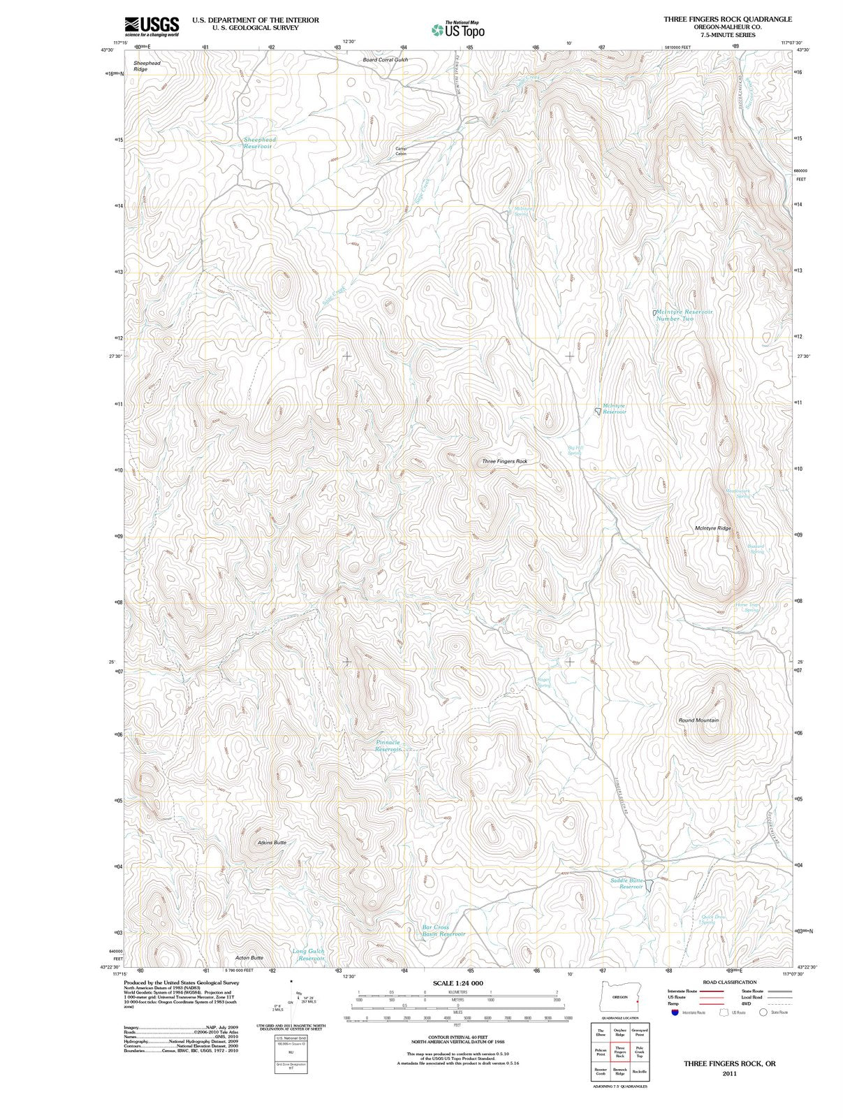 2011 Three Fingers Rock, OR - Oregon - USGS Topographic Map