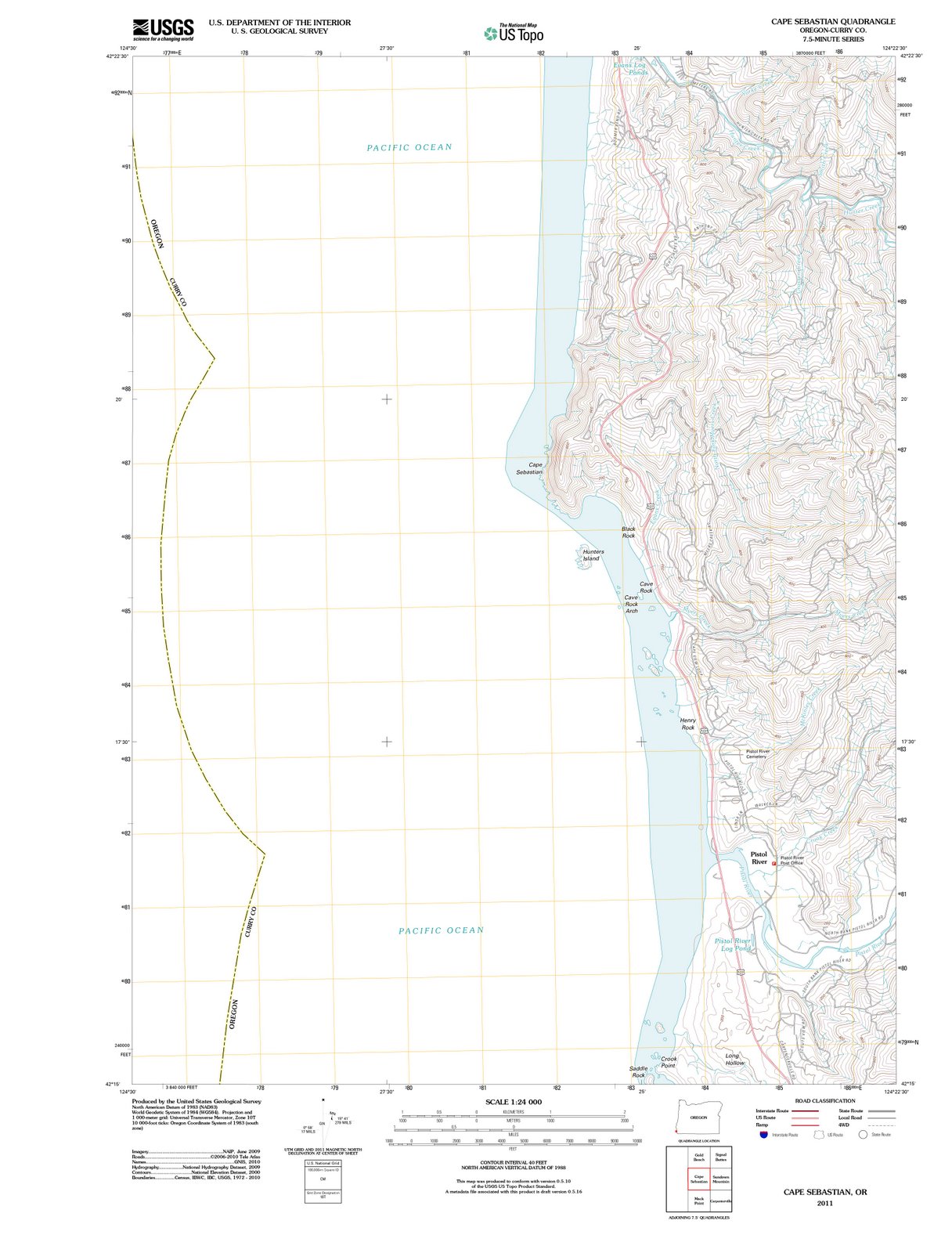 2011 Capebastian, OR - Oregon - USGS Topographic Map