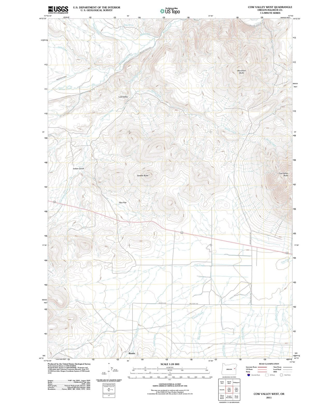 2011 Cow Valley West, OR - Oregon - USGS Topographic Map