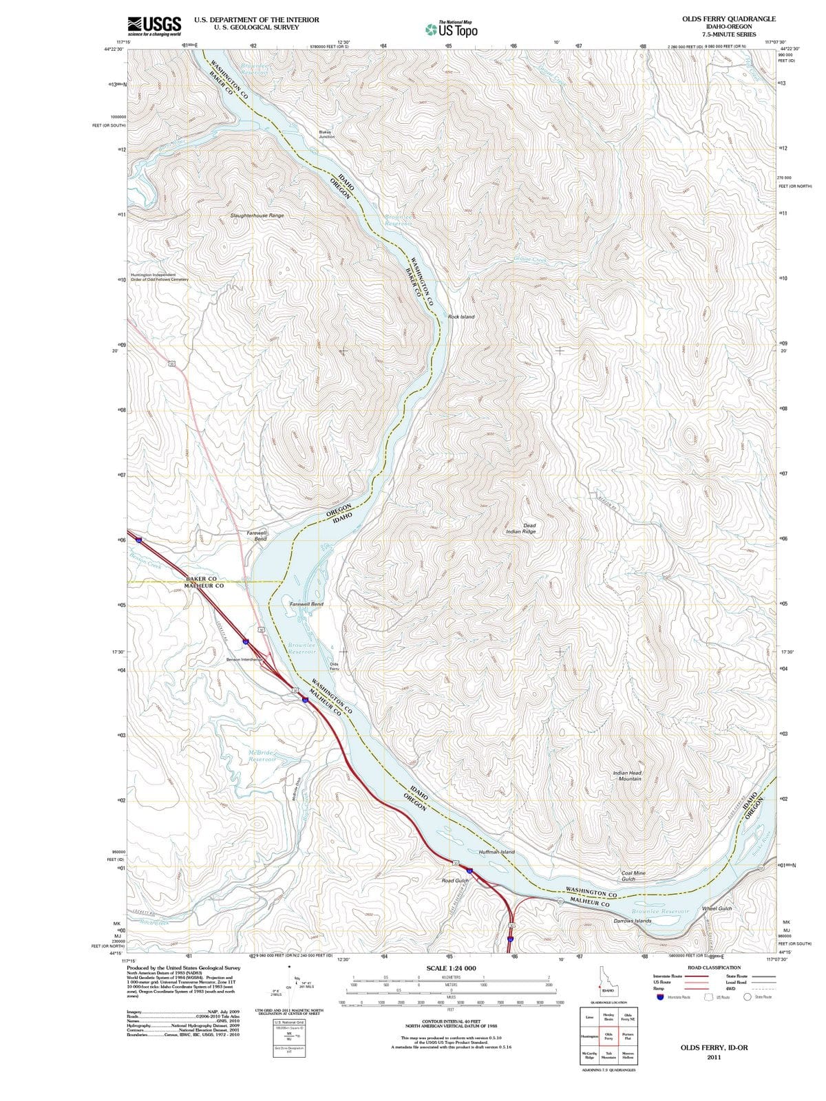 2011 Olds Ferry, ID - Idaho - USGS Topographic Map