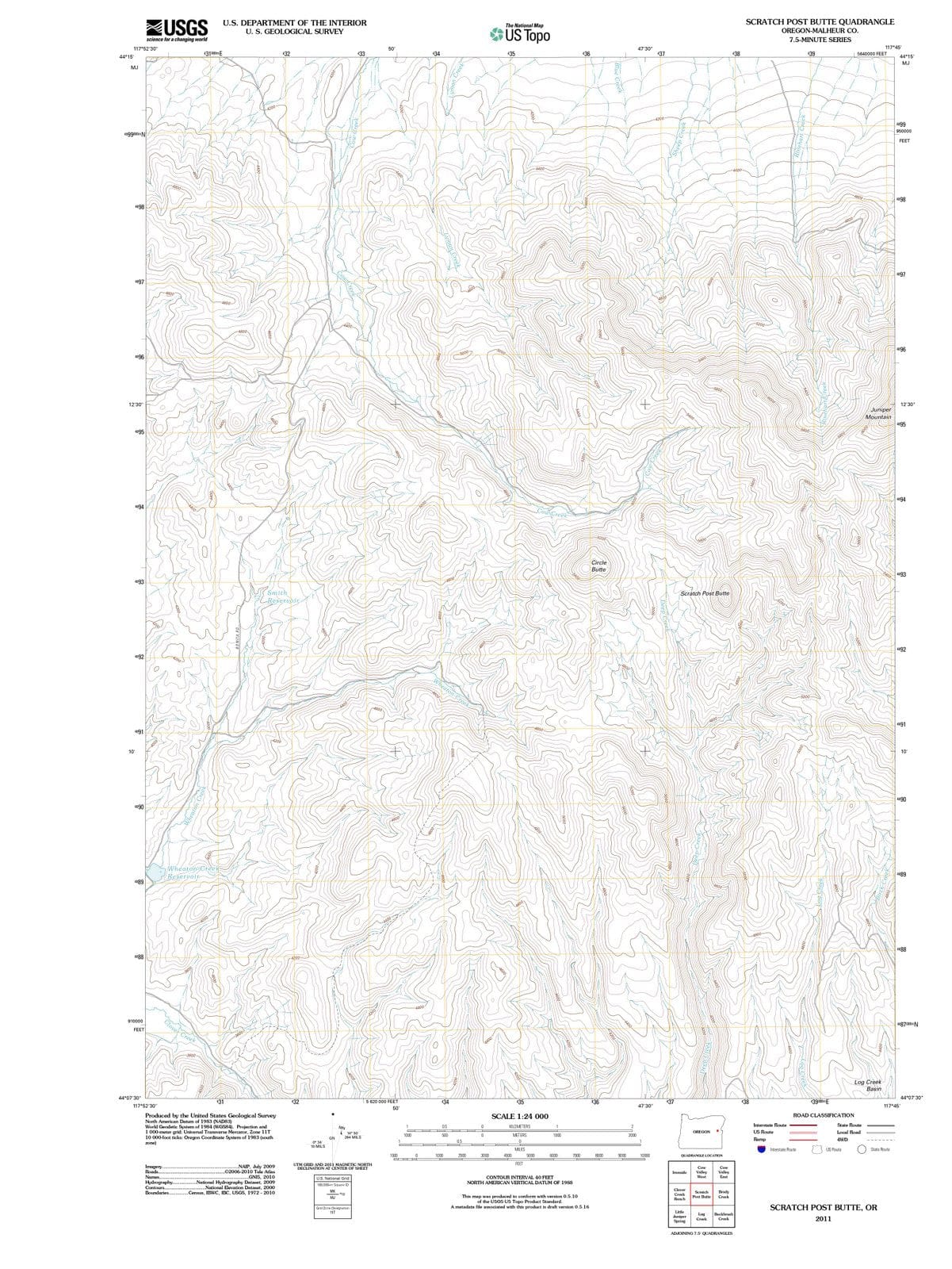 2011 Scratch Post Butte, OR - Oregon - USGS Topographic Map