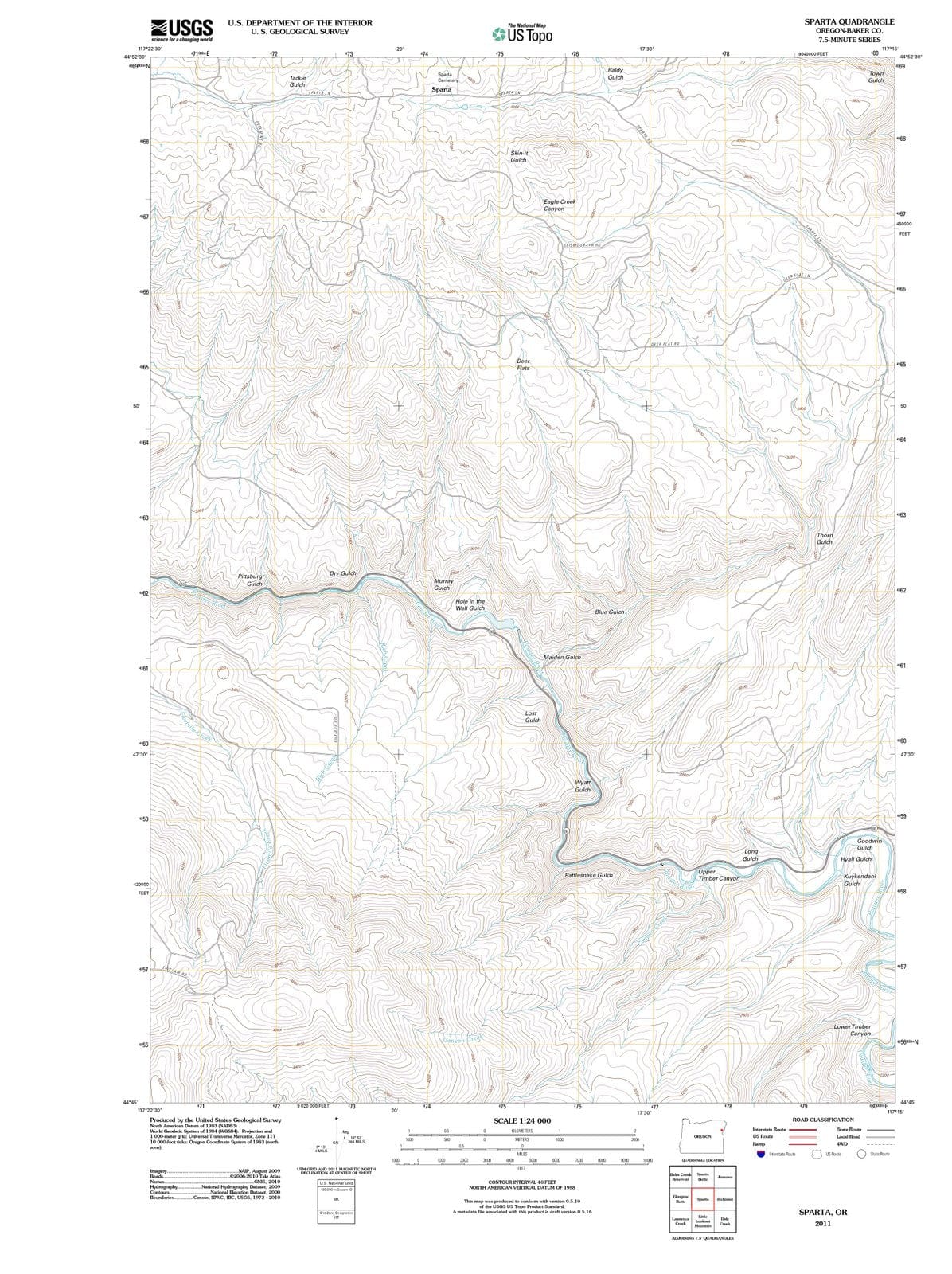 2011 Sparta, OR - Oregon - USGS Topographic Map