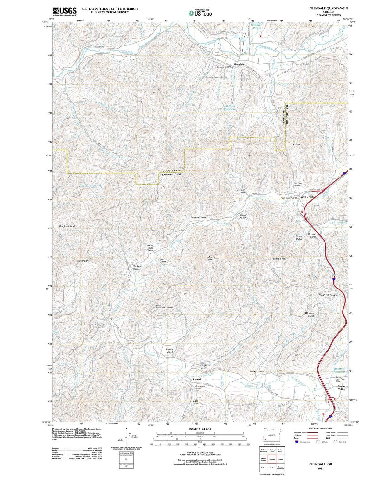 2011 Glendale, OR - Oregon - USGS Topographic Map