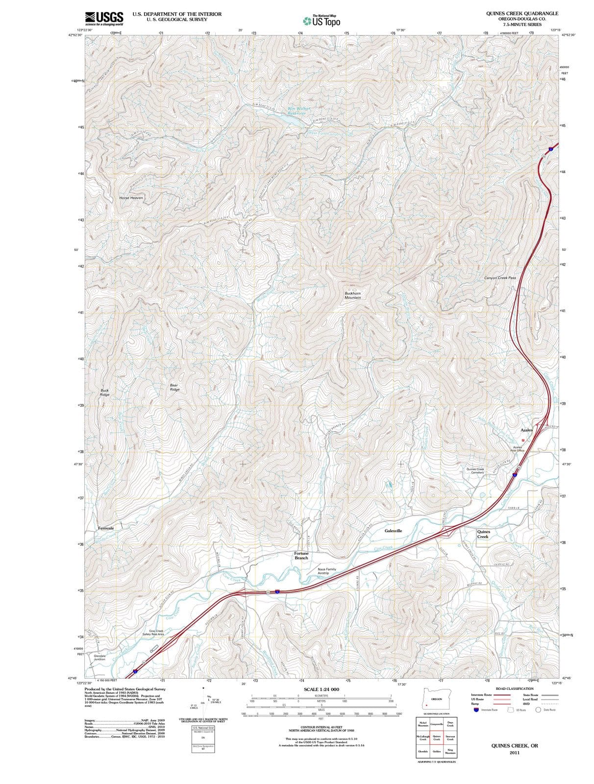 2011 Quines Creek, OR - Oregon - USGS Topographic Map
