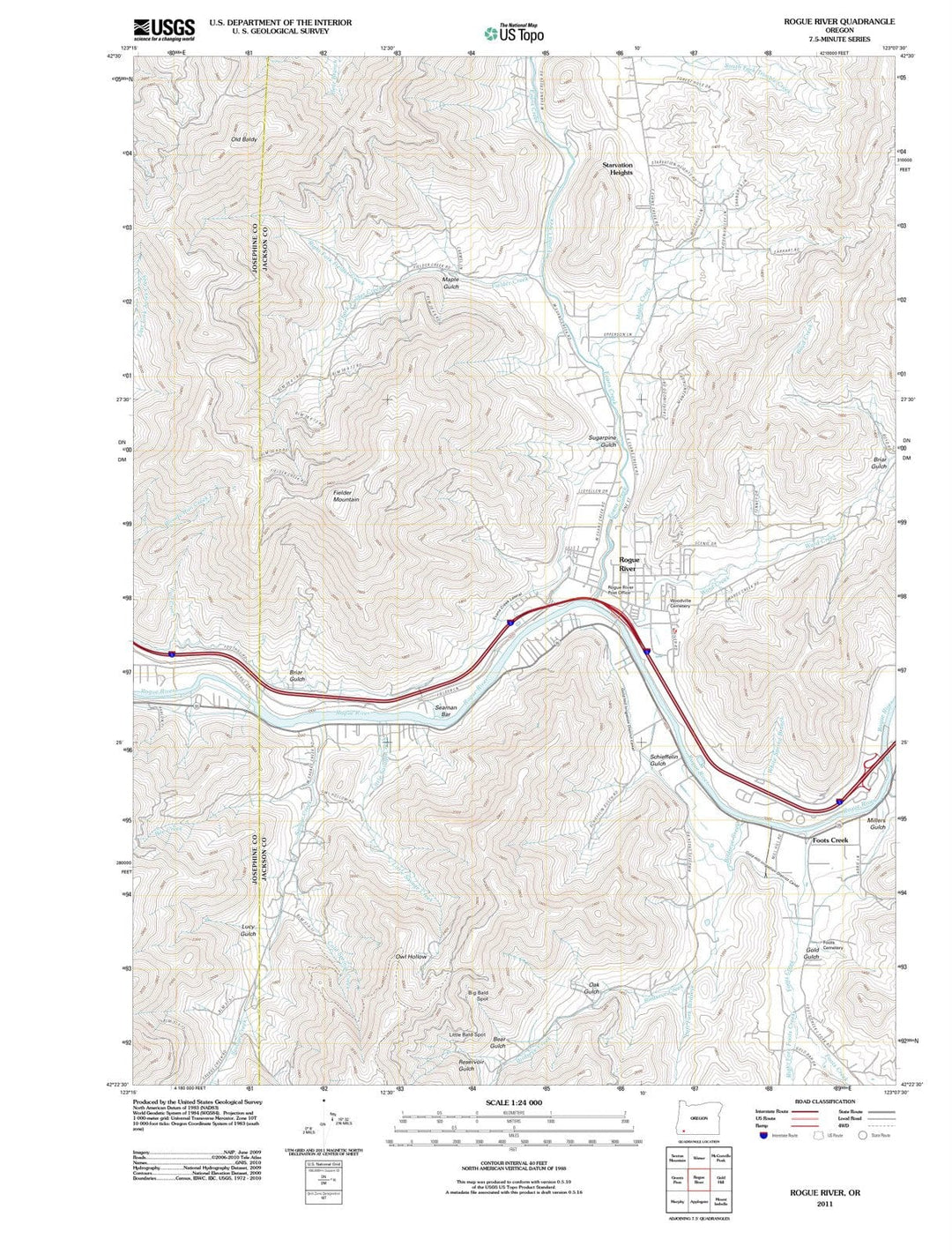 2011 Rogue River, OR - Oregon - USGS Topographic Map