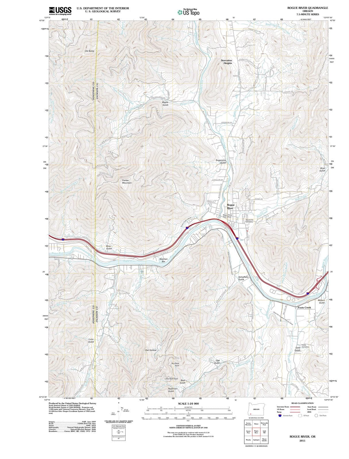 2011 Rogue River, OR - Oregon - USGS Topographic Map