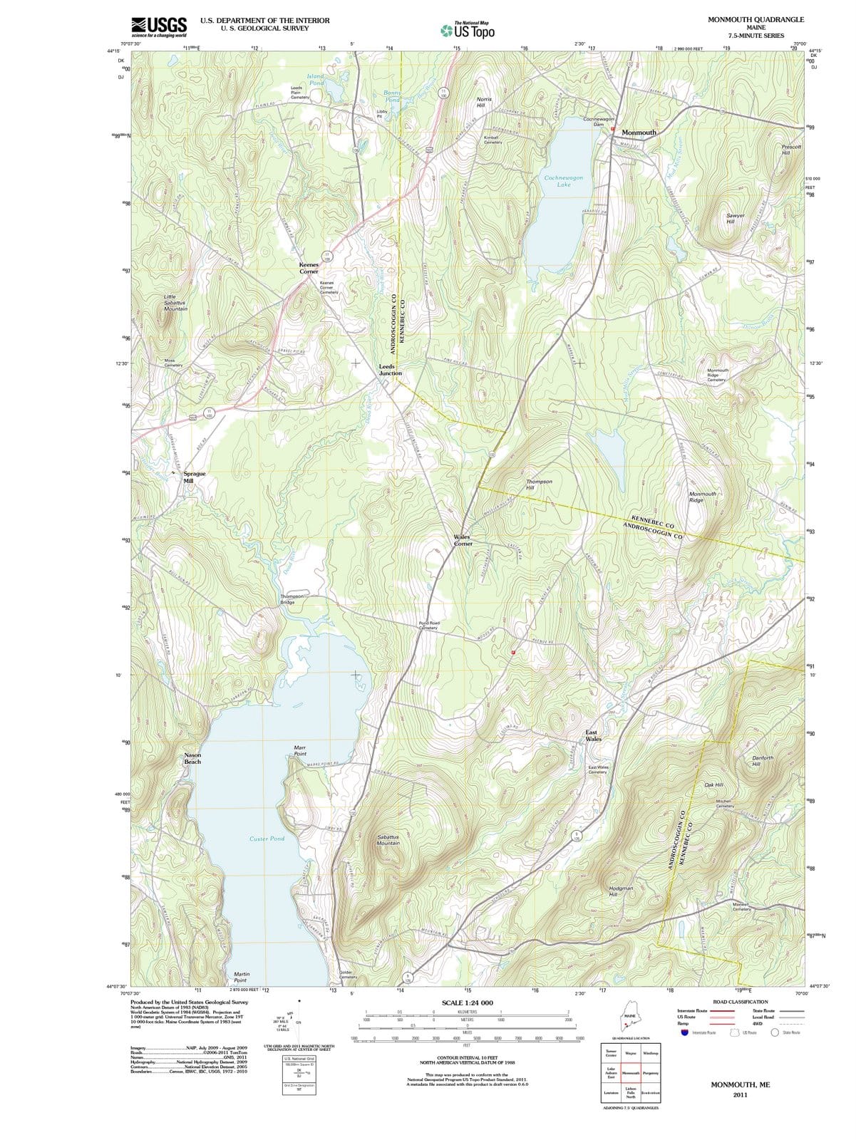 2011 Monmouth, ME - Maine - USGS Topographic Map