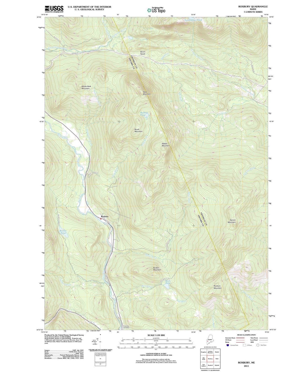 2011 Roxbury, ME - Maine - USGS Topographic Map