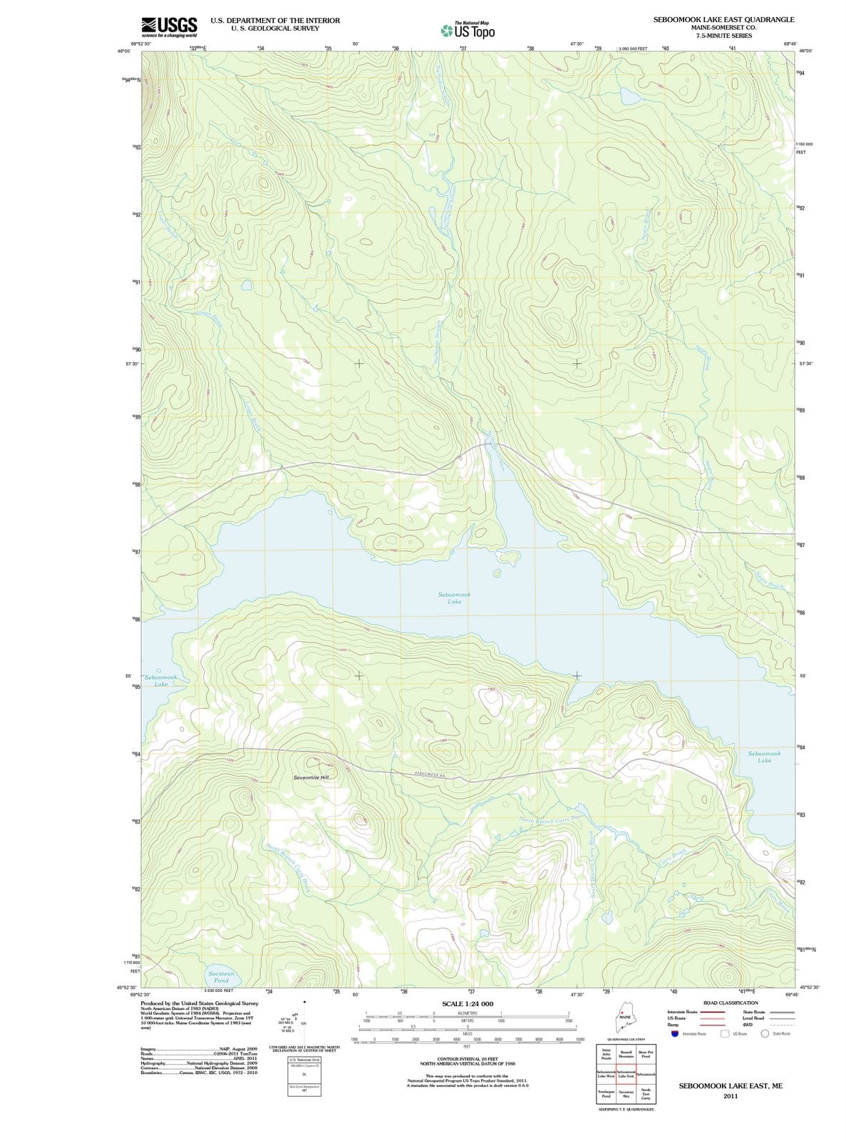 2011 Seboomook Lake East, ME - Maine - USGS Topographic Map