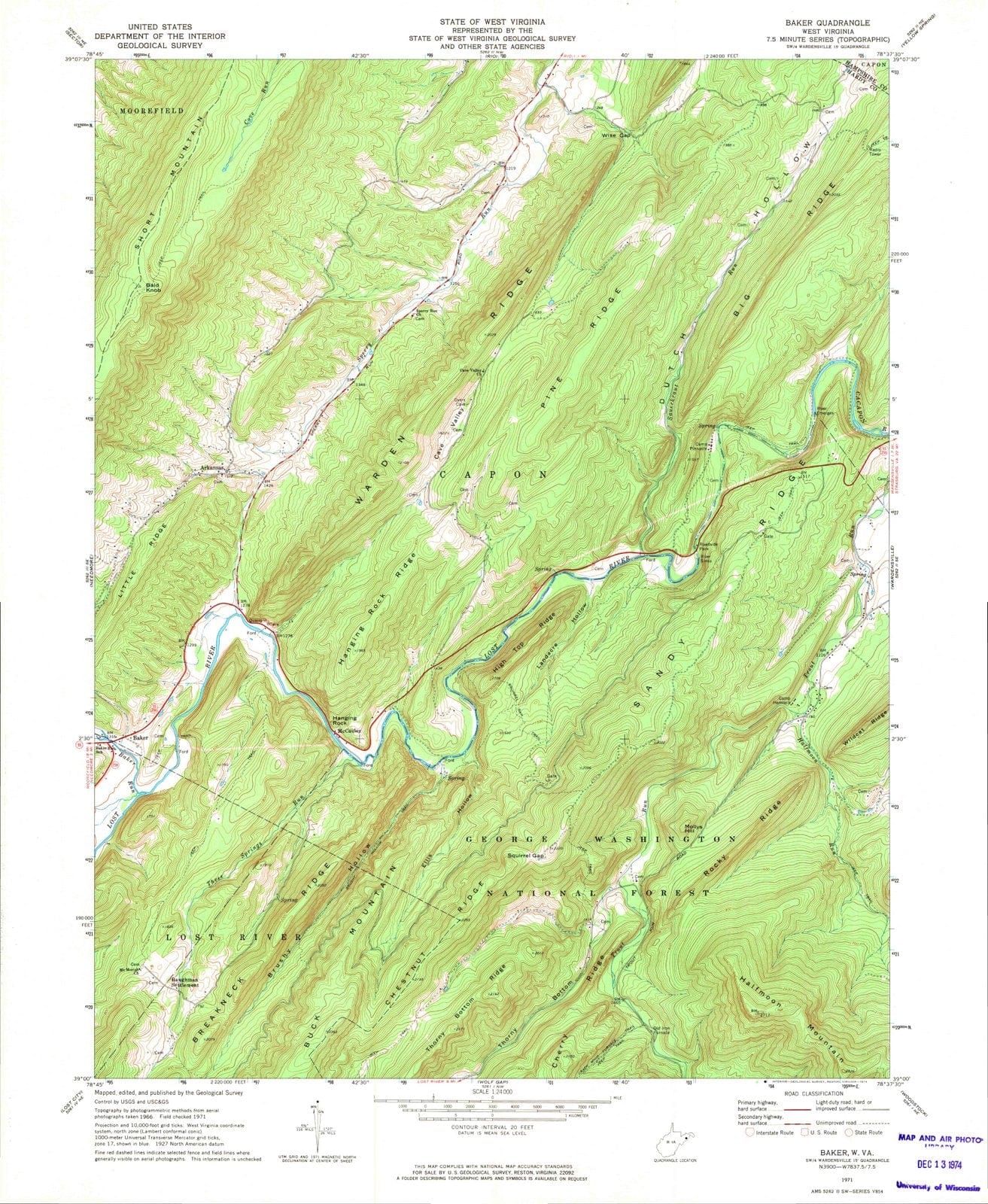 1971 Baker, WV - West Virginia - USGS Topographic Map