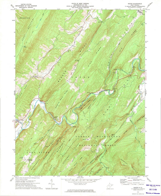 1971 Baker, WV - West Virginia - USGS Topographic Map