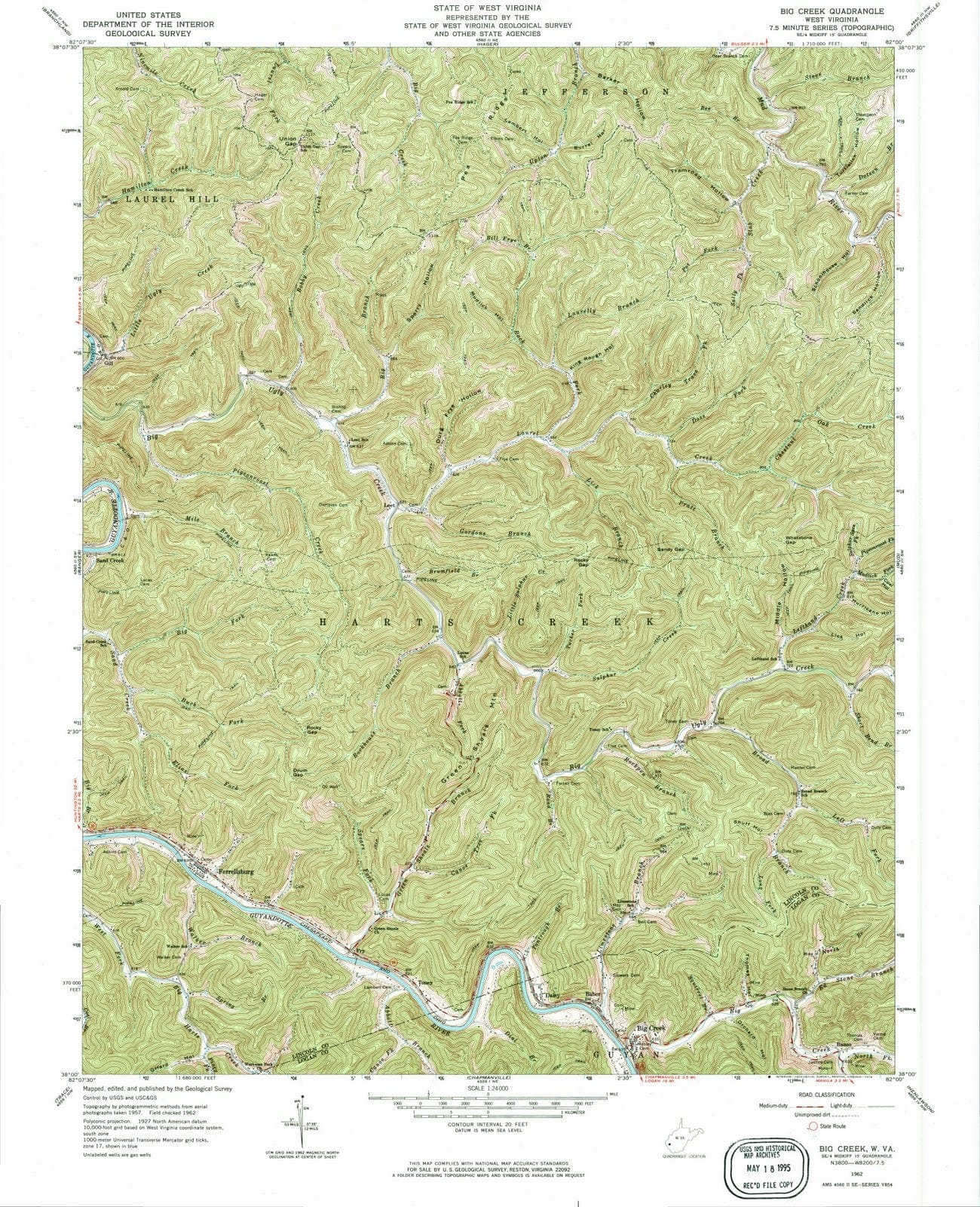 1962 Big Creek, WV - West Virginia - USGS Topographic Map