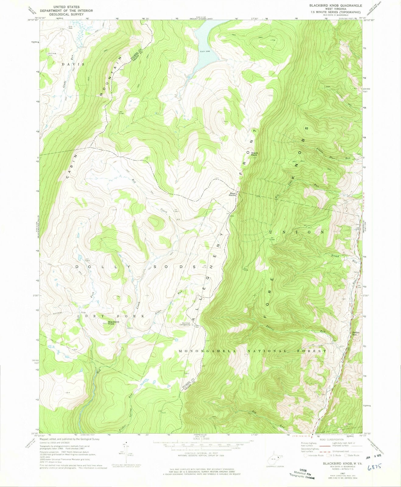 1967 Blackbird Knob, WV - West Virginia - USGS Topographic Map