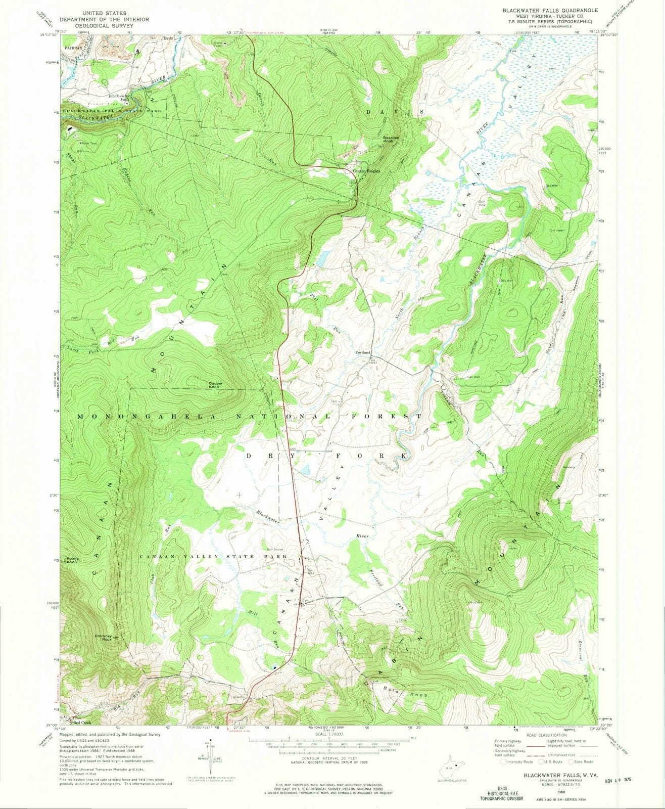 1968 Blackwater Falls, WV - West Virginia - USGS Topographic Map