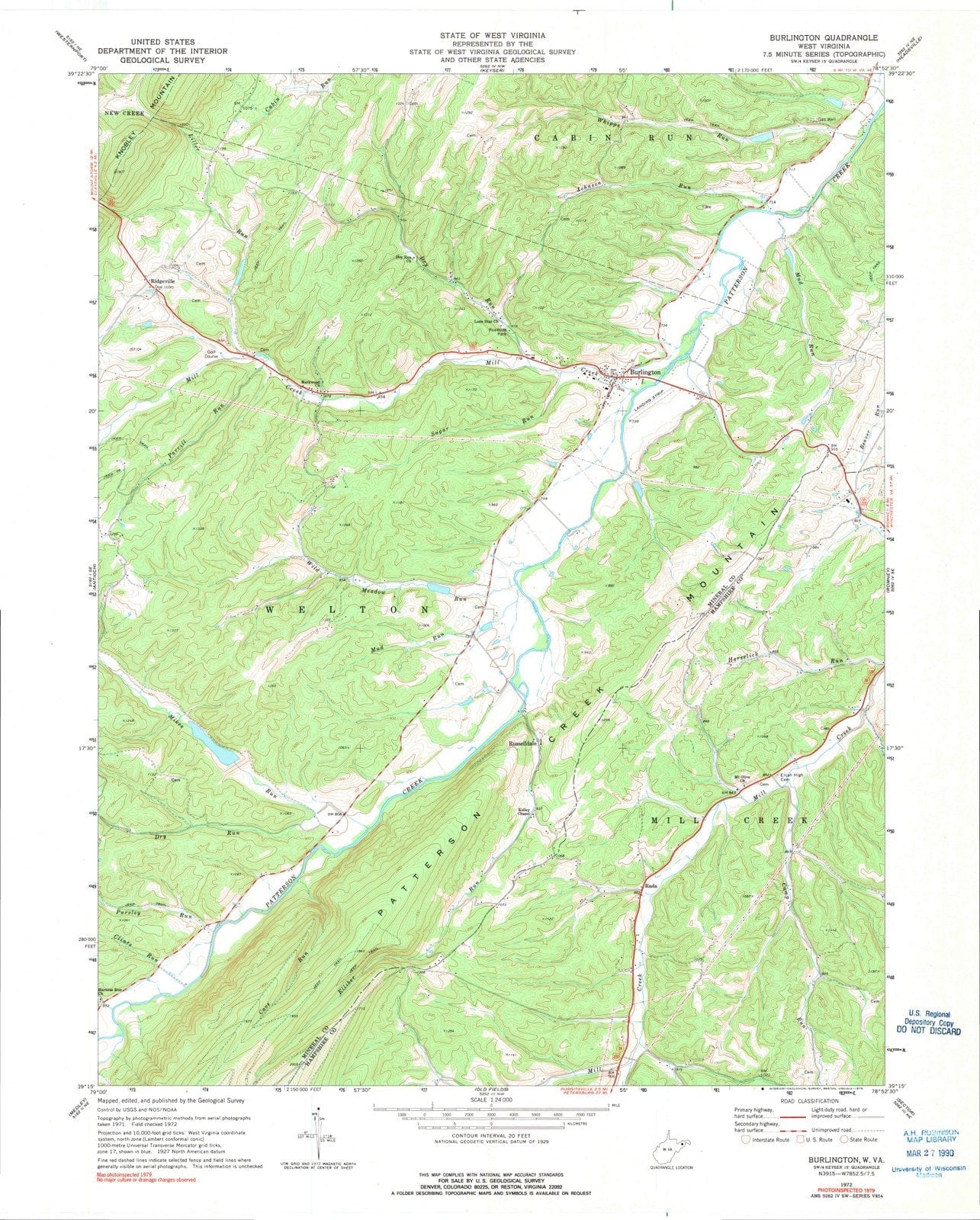 1972 Burlington, WV - West Virginia - USGS Topographic Map