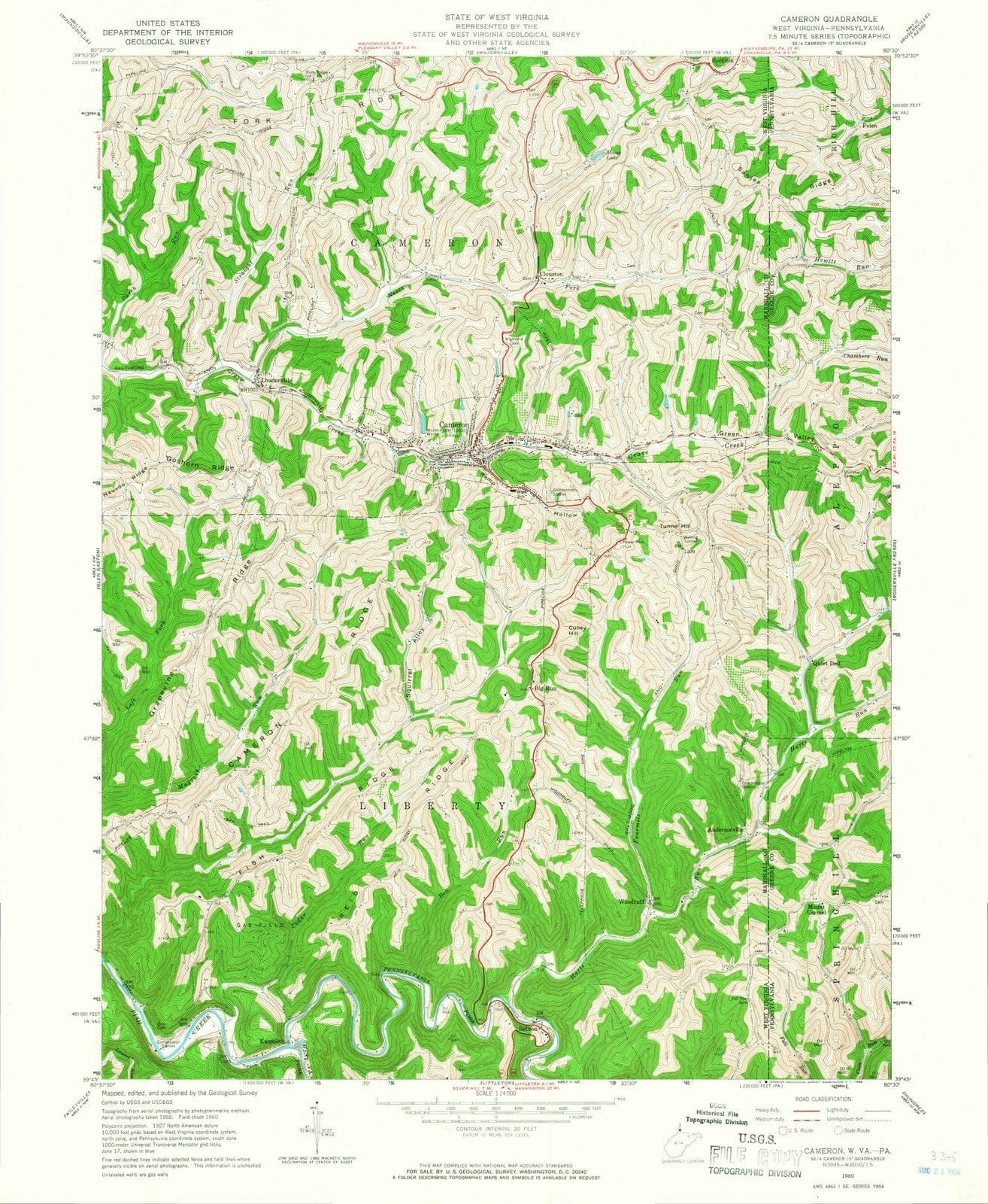 1960 Cameron, WV - West Virginia - USGS Topographic Map