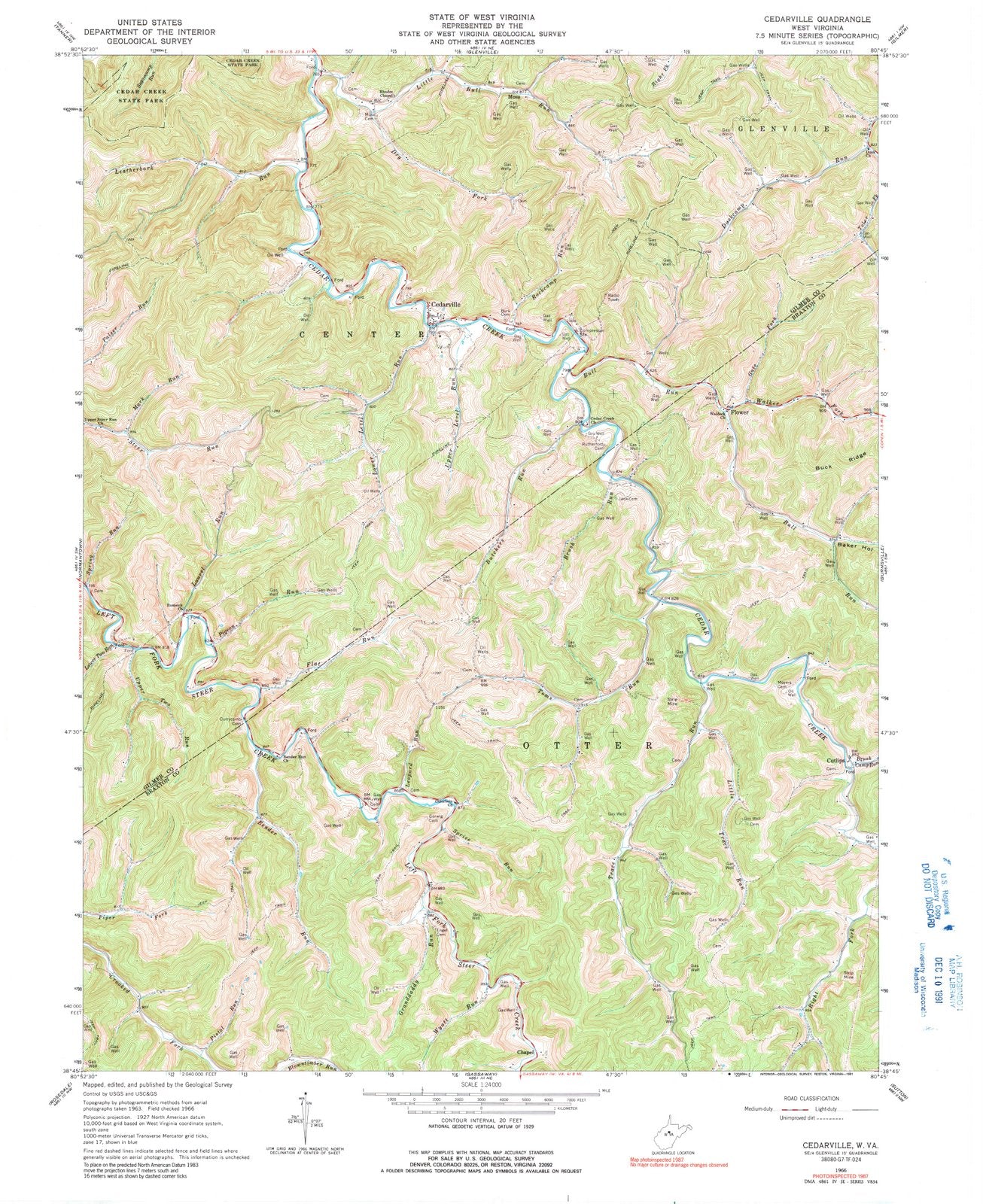 1966 Cedarville, WV - West Virginia - USGS Topographic Map