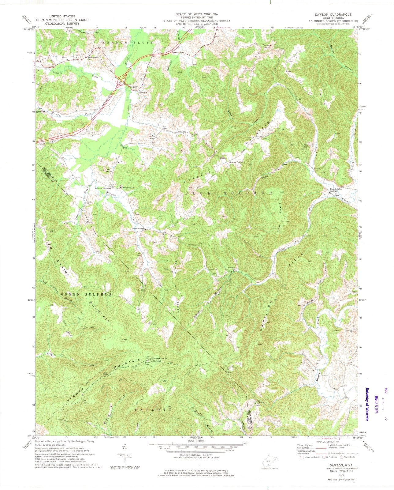1971 Dawson, WV - West Virginia - USGS Topographic Map