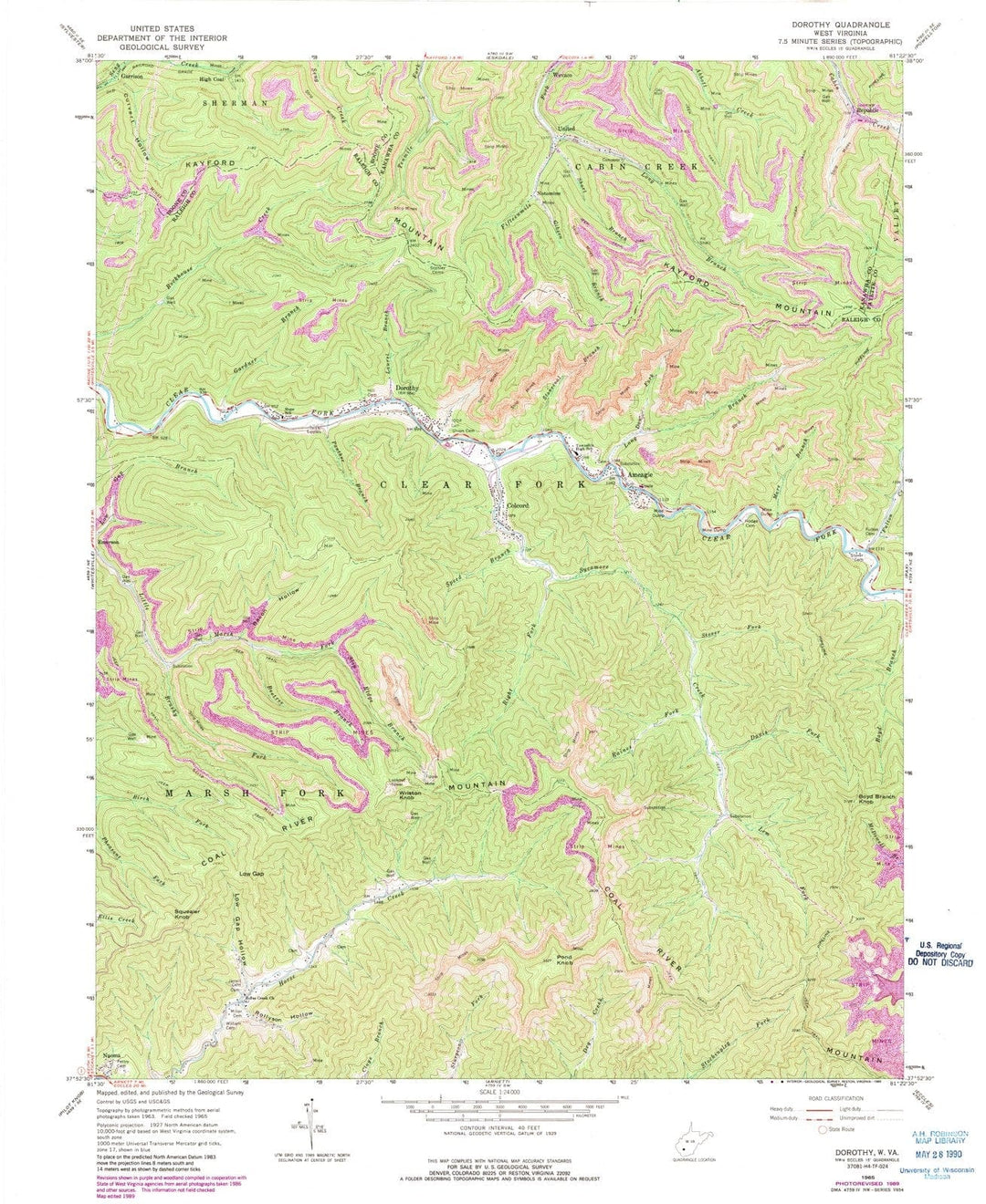 1965 Dorothy, WV - West Virginia - USGS Topographic Map