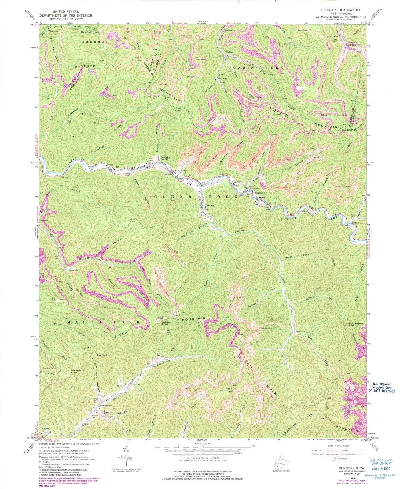 1965 Dorothy, WV - West Virginia - USGS Topographic Map