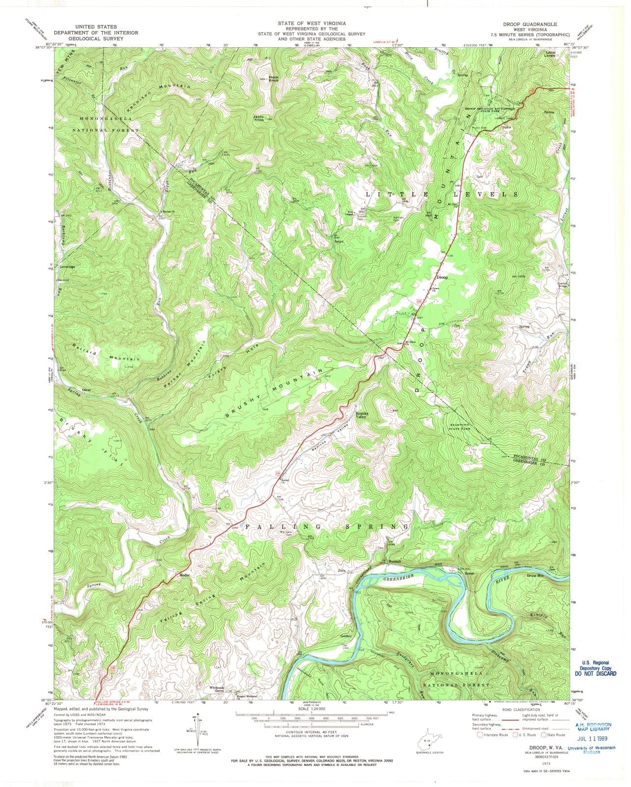 1973 Droop, WV - West Virginia - USGS Topographic Map