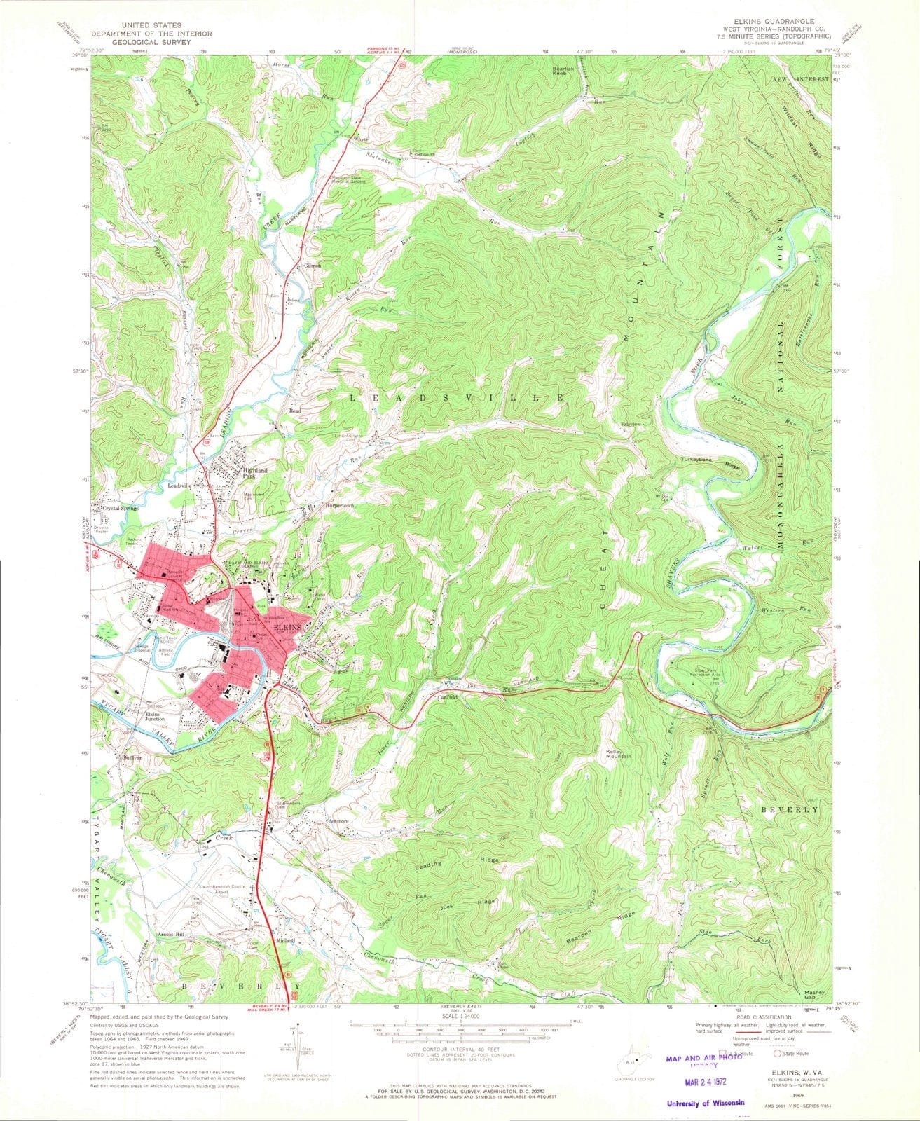 1969 Elkins, WV - West Virginia - USGS Topographic Map