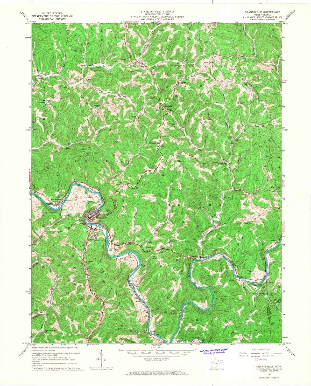 1966 Grantsville, WV - West Virginia - USGS Topographic Map