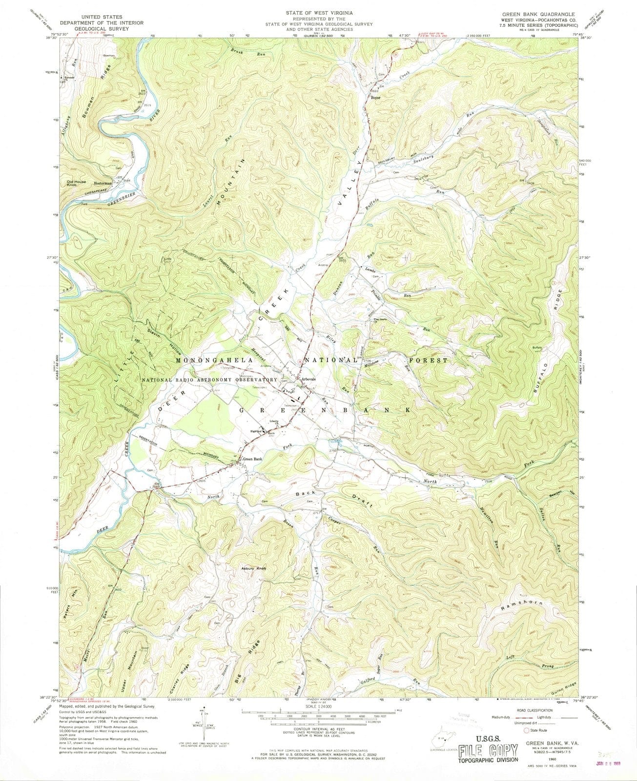 1960 Green Bank, WV - West Virginia - USGS Topographic Map