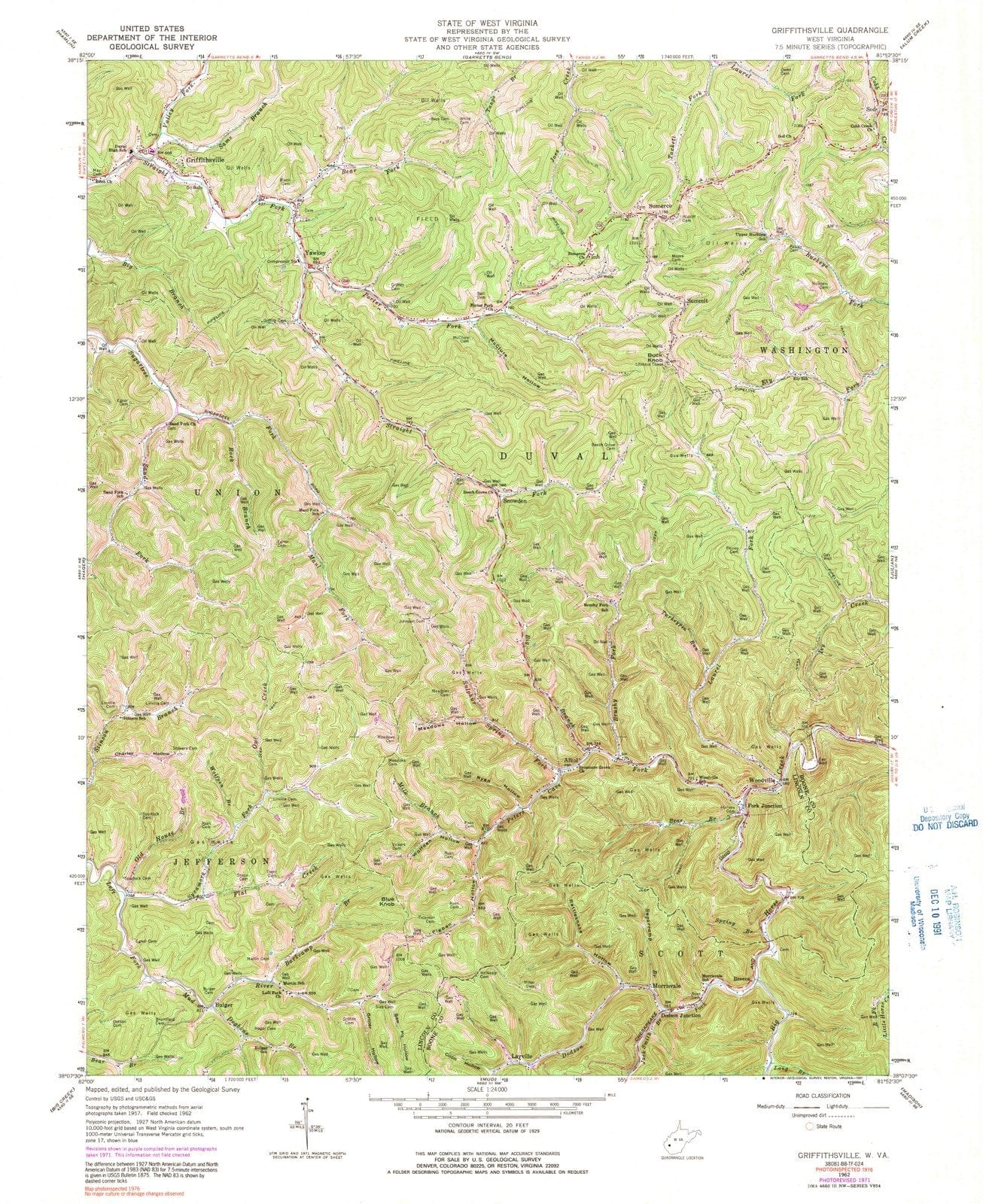 1962 Griffithsville, WV - West Virginia - USGS Topographic Map