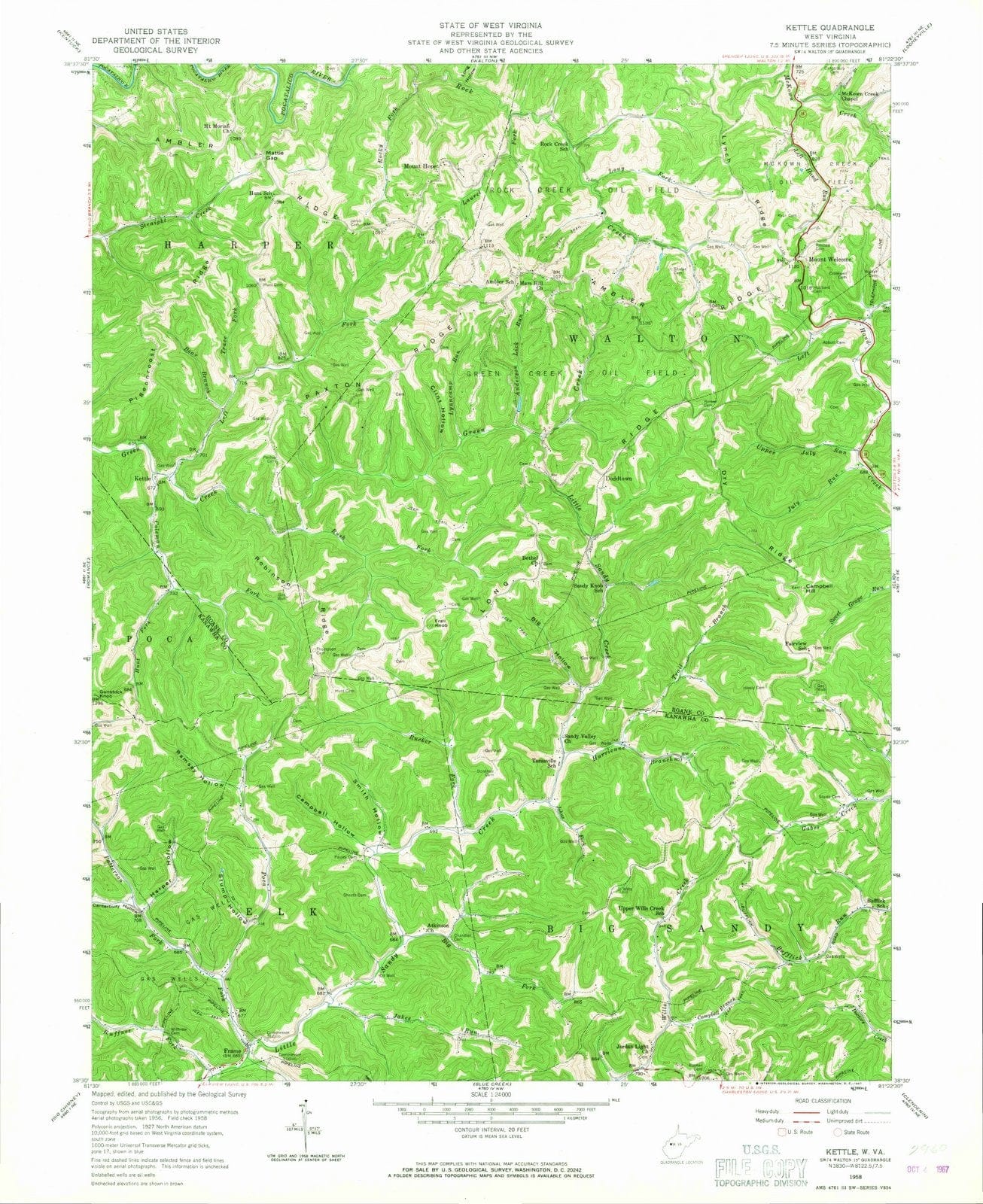1958 Kettle, WV - West Virginia - USGS Topographic Map