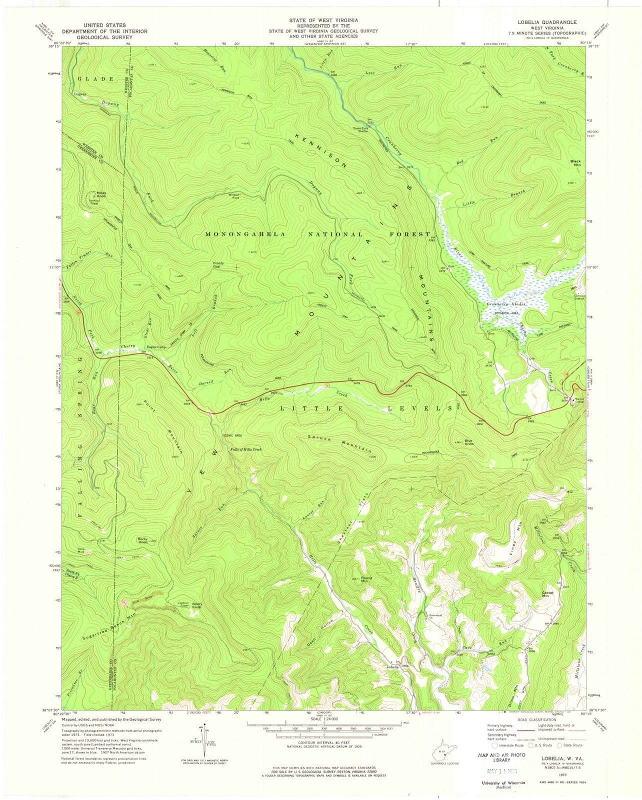 1973 Lobelia, WV - West Virginia - USGS Topographic Map