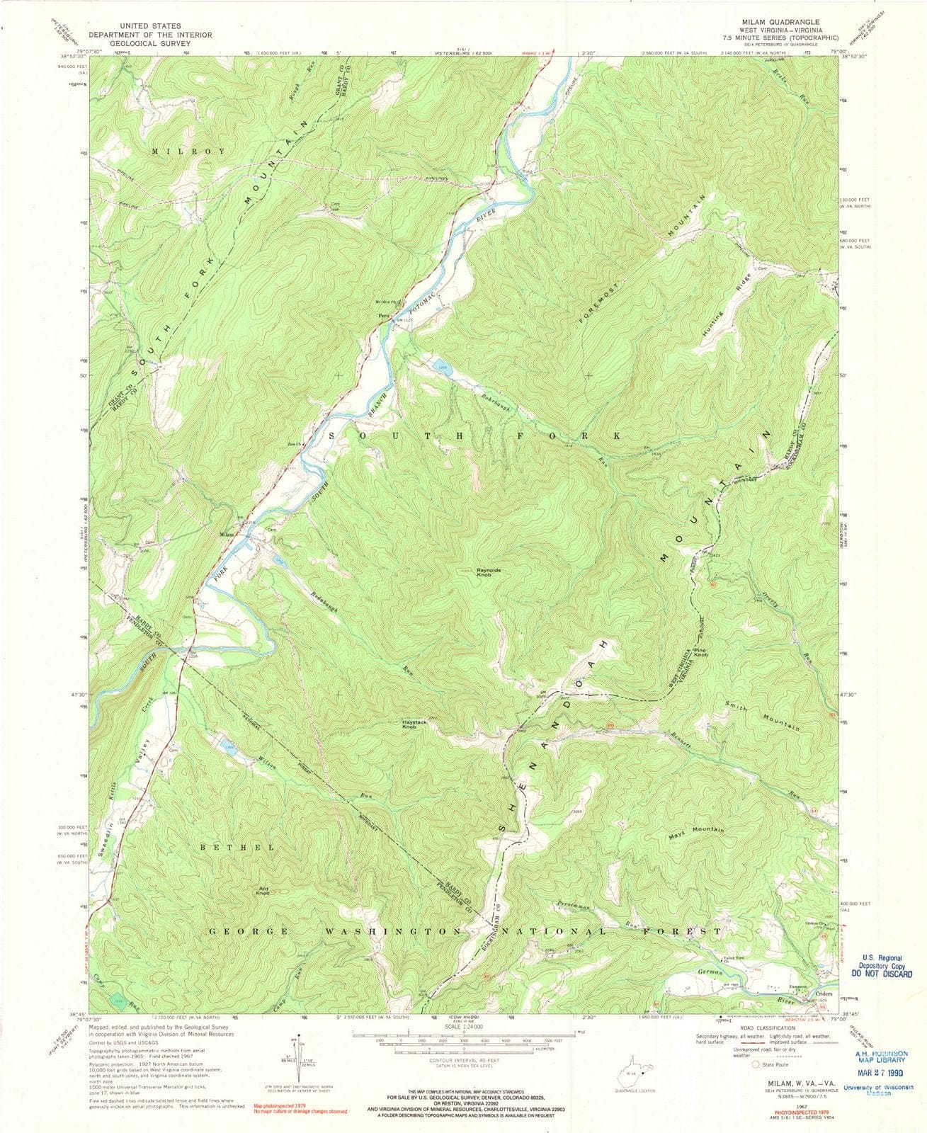 1967 Milam, WV - West Virginia - USGS Topographic Map