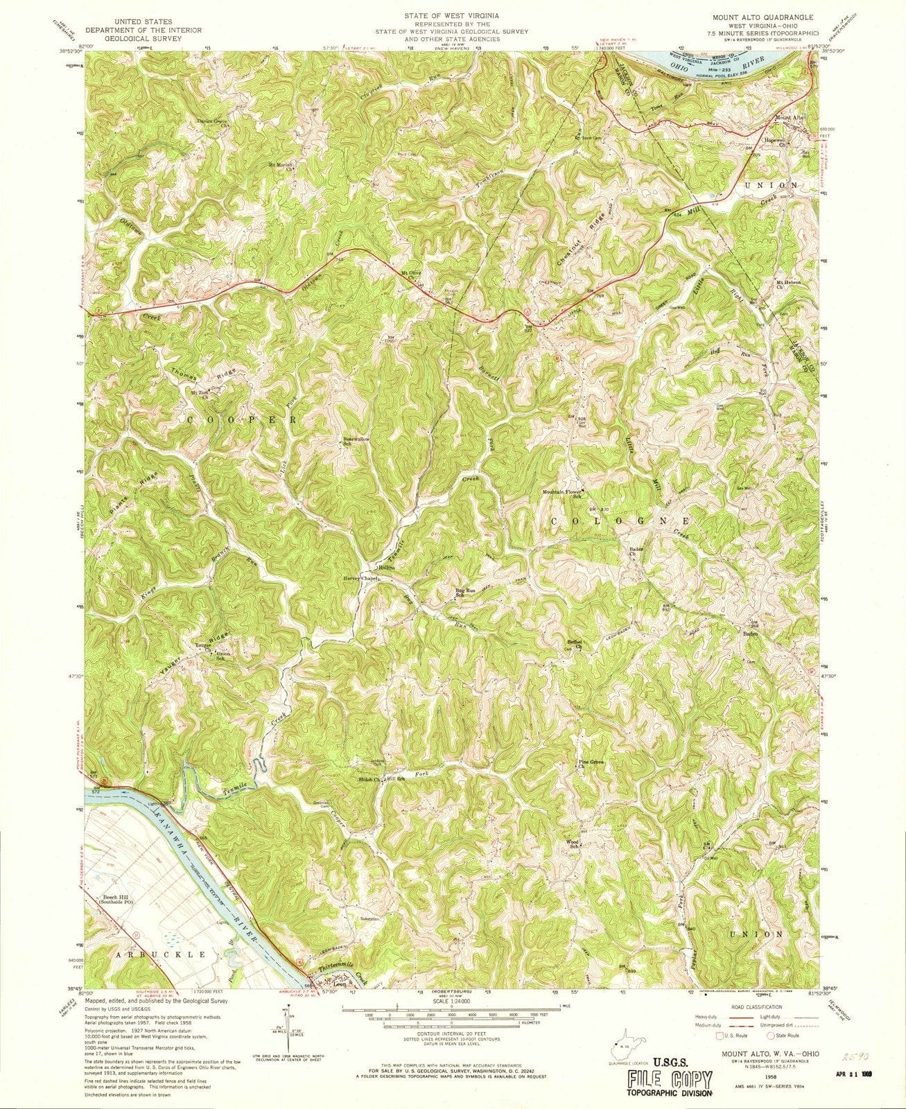 1958 Mount Alto, WV - West Virginia - USGS Topographic Map
