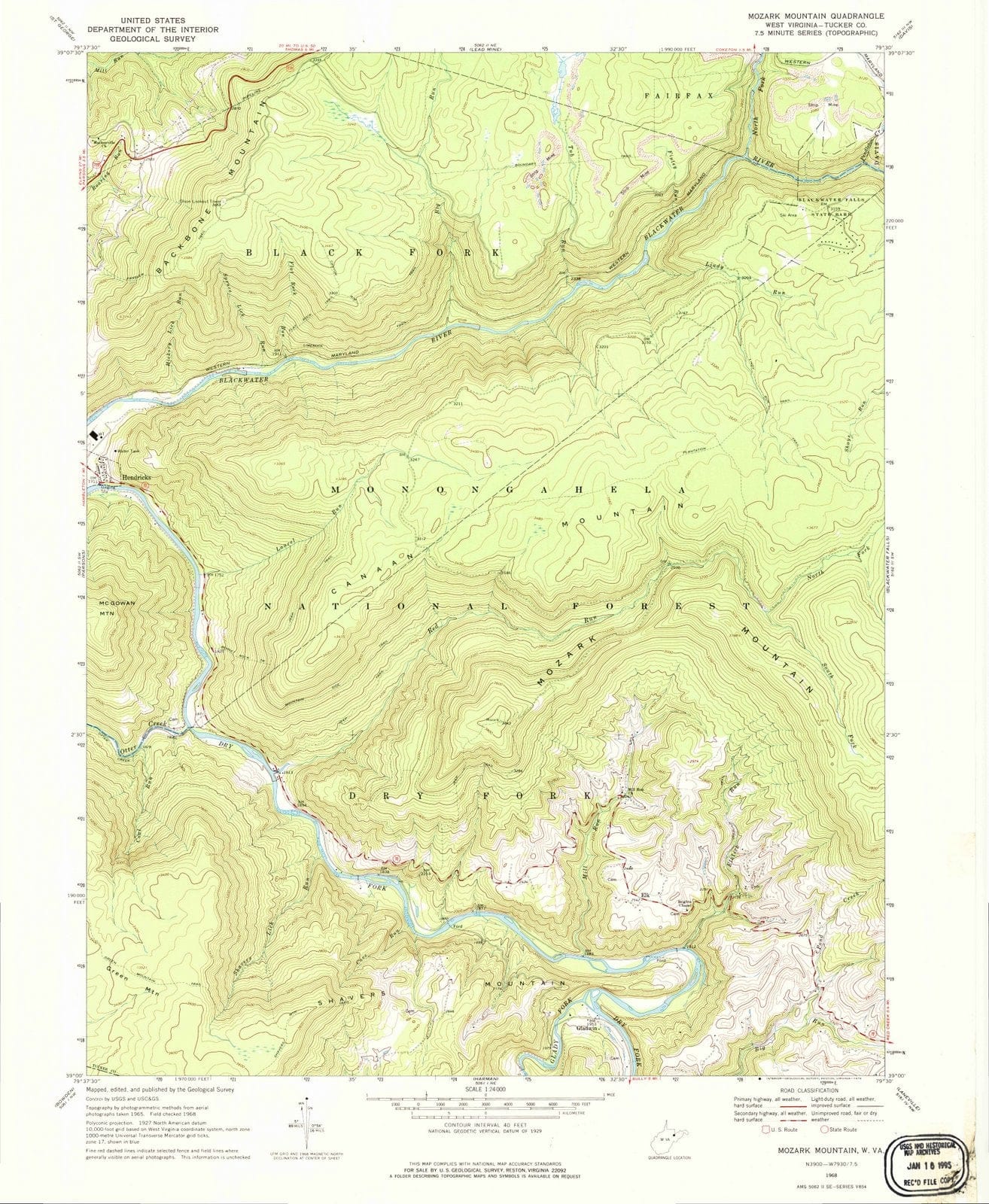 1968 Mozark Mountain, WV - West Virginia - USGS Topographic Map