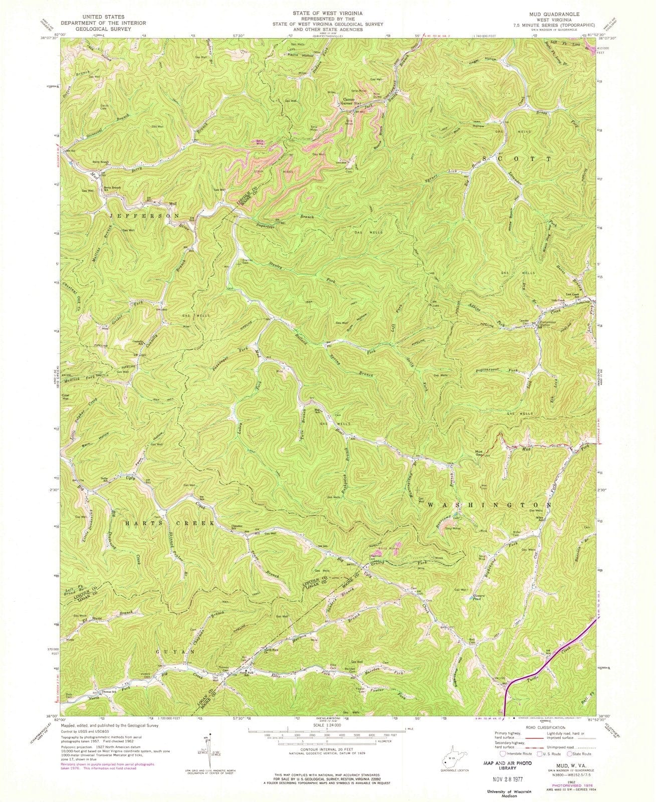 1962 Mud, WV - West Virginia - USGS Topographic Map