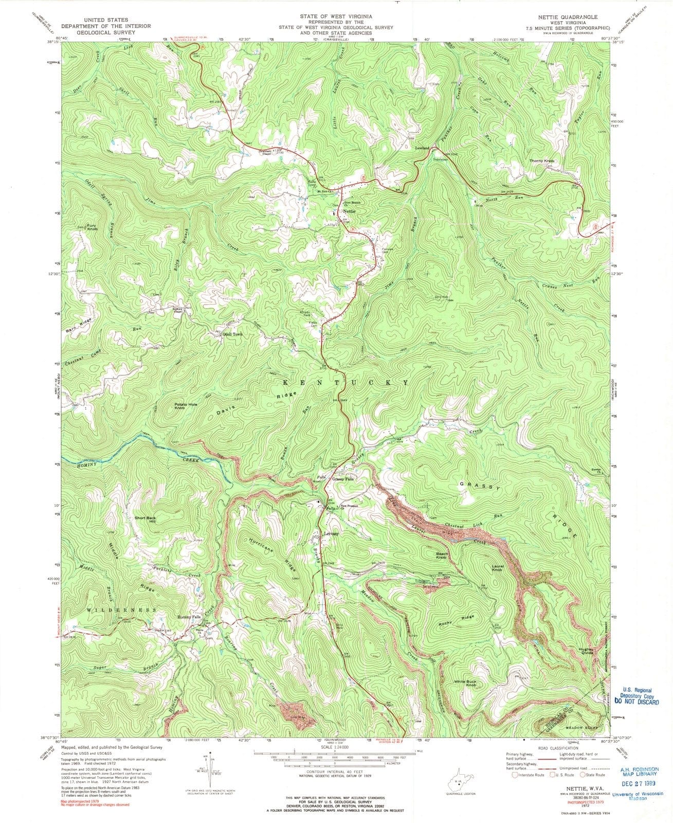 1972 Nettie, WV - West Virginia - USGS Topographic Map