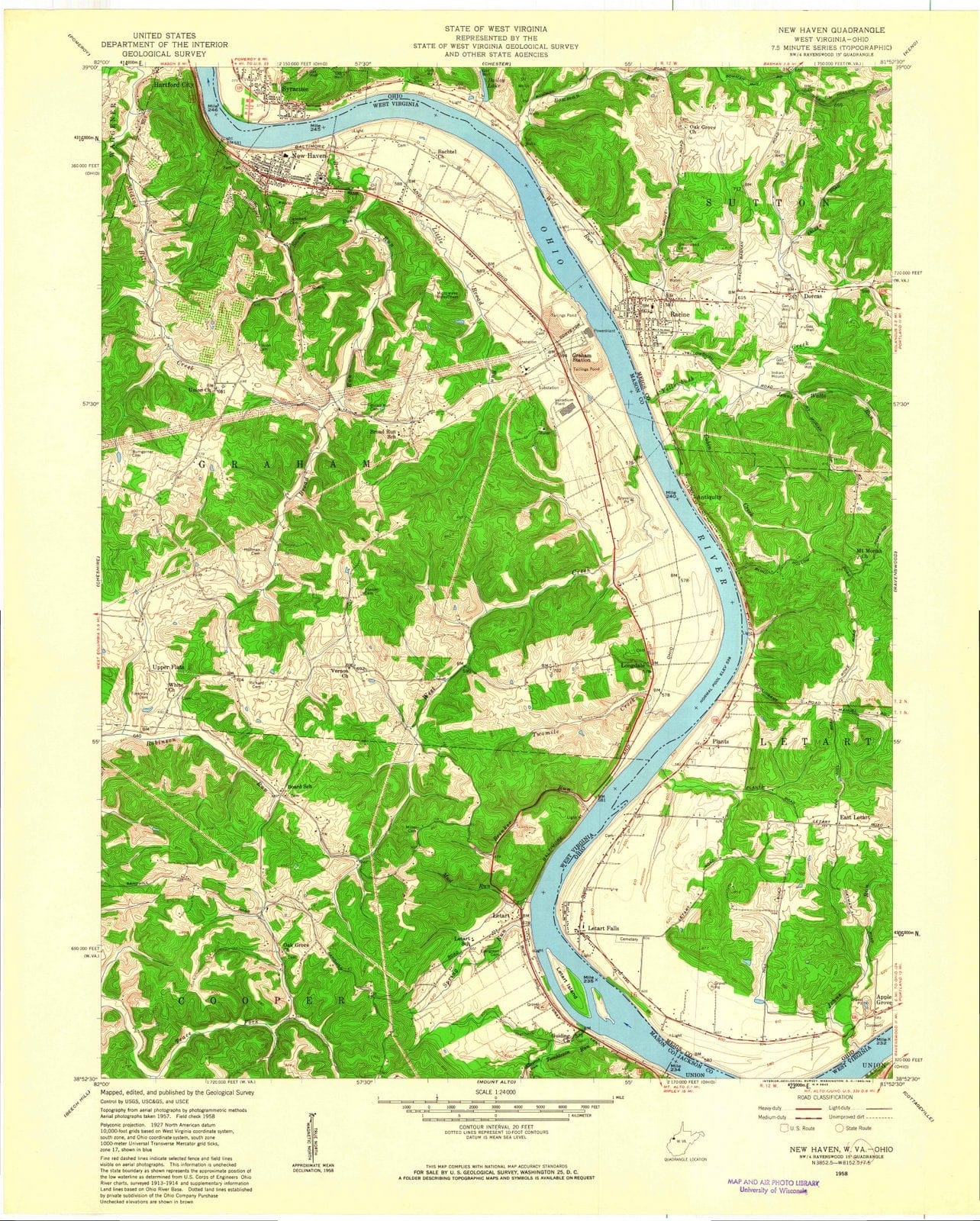 1958 New Haven, WV - West Virginia - USGS Topographic Map